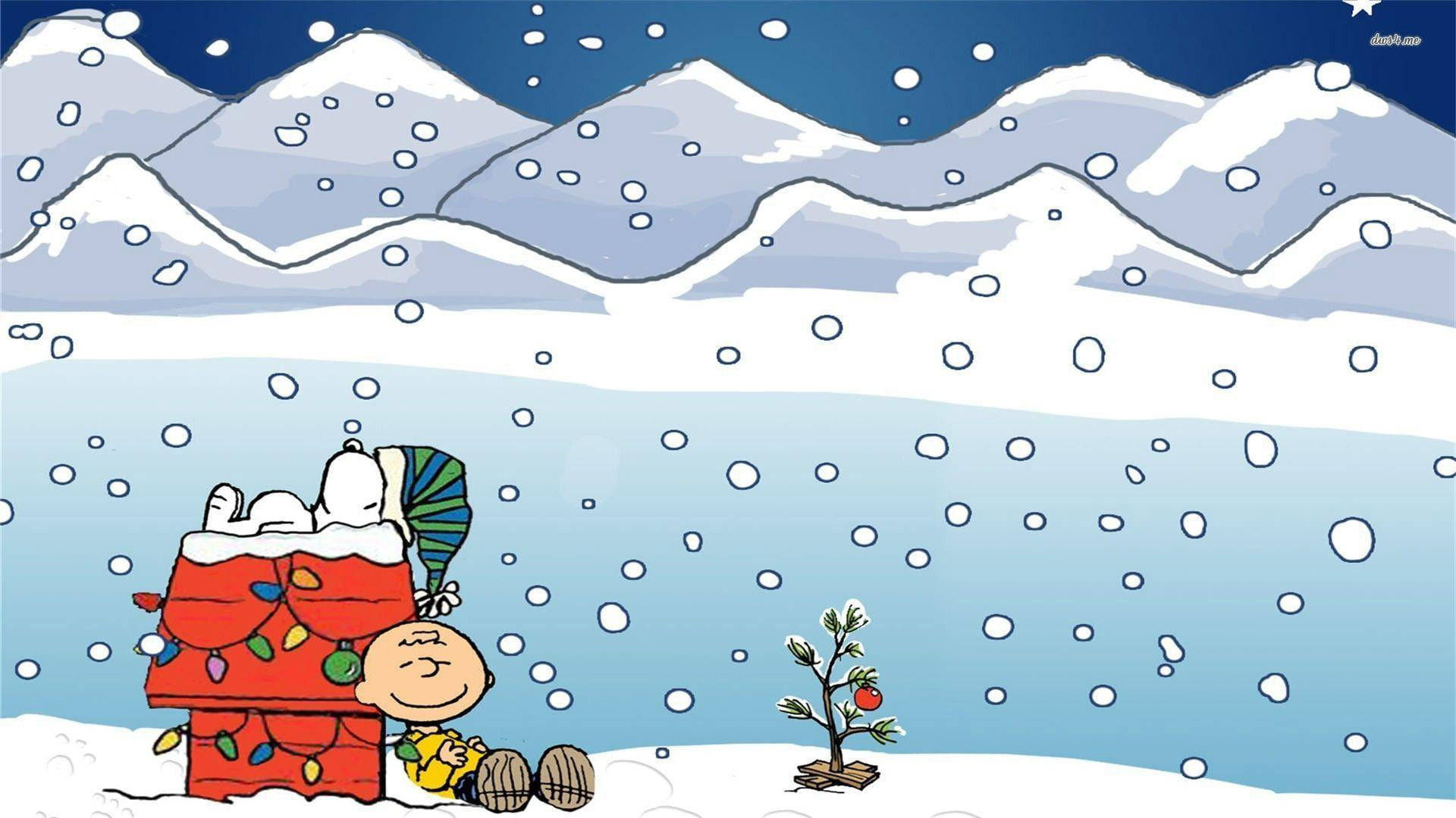 Snoopy Krismasi Theluji ya Nje Picha ya Ukuta