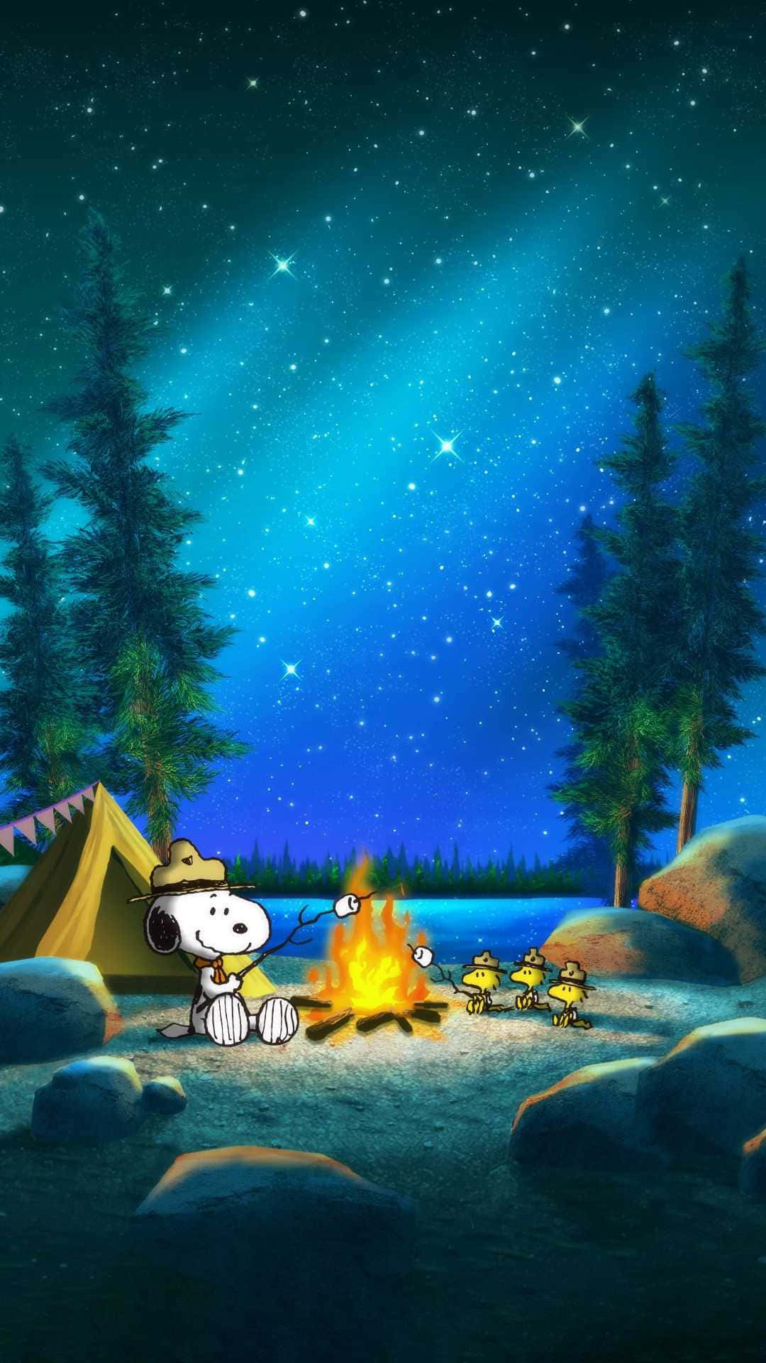 Snoopy Moto wa Kambi Krismasi ya Peanuts Picha ya Ukuta