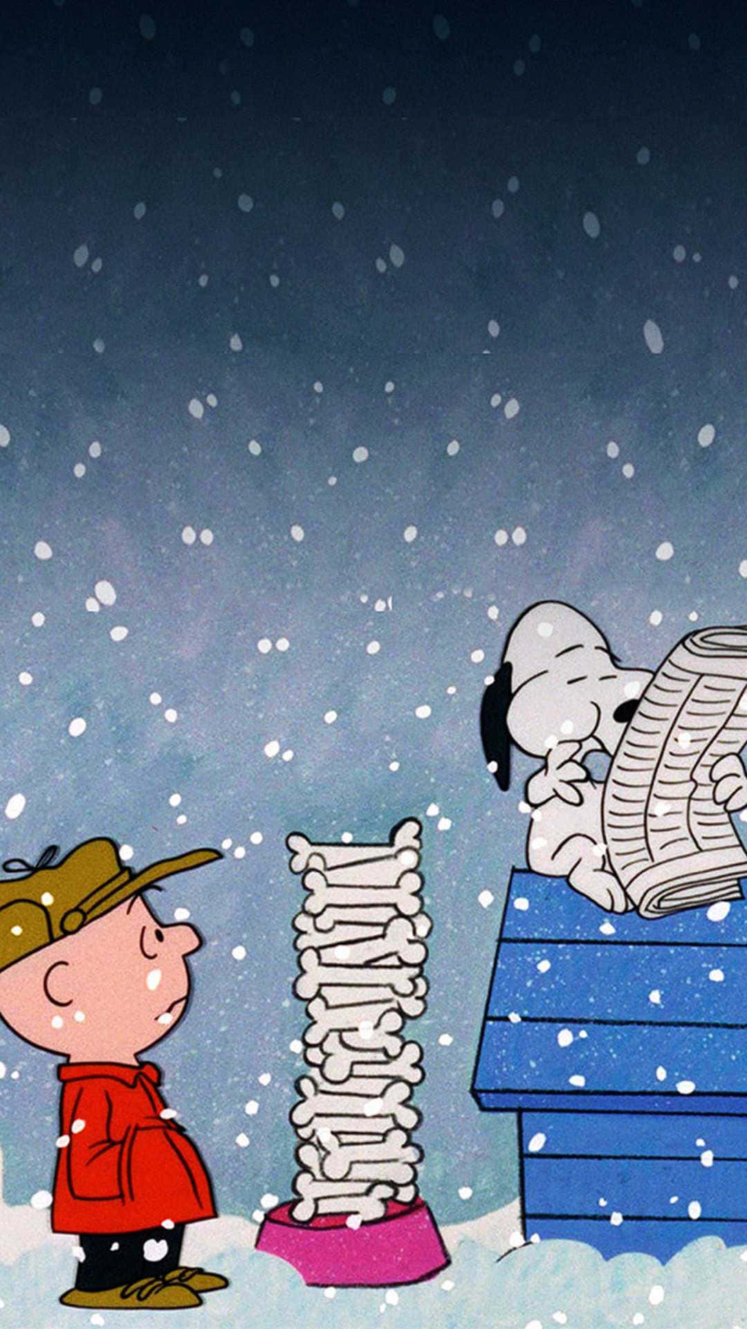 Snoopy na Charlie Brown Peanuts Krismasi Picha ya Ukuta