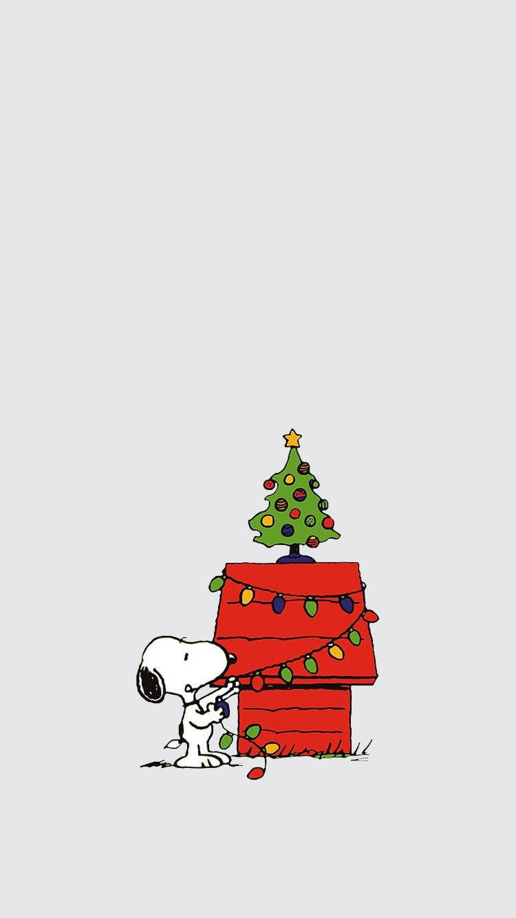 Snoopy Rahisi na Mrembo wa Krismasi kwa iPhone Picha ya Ukuta