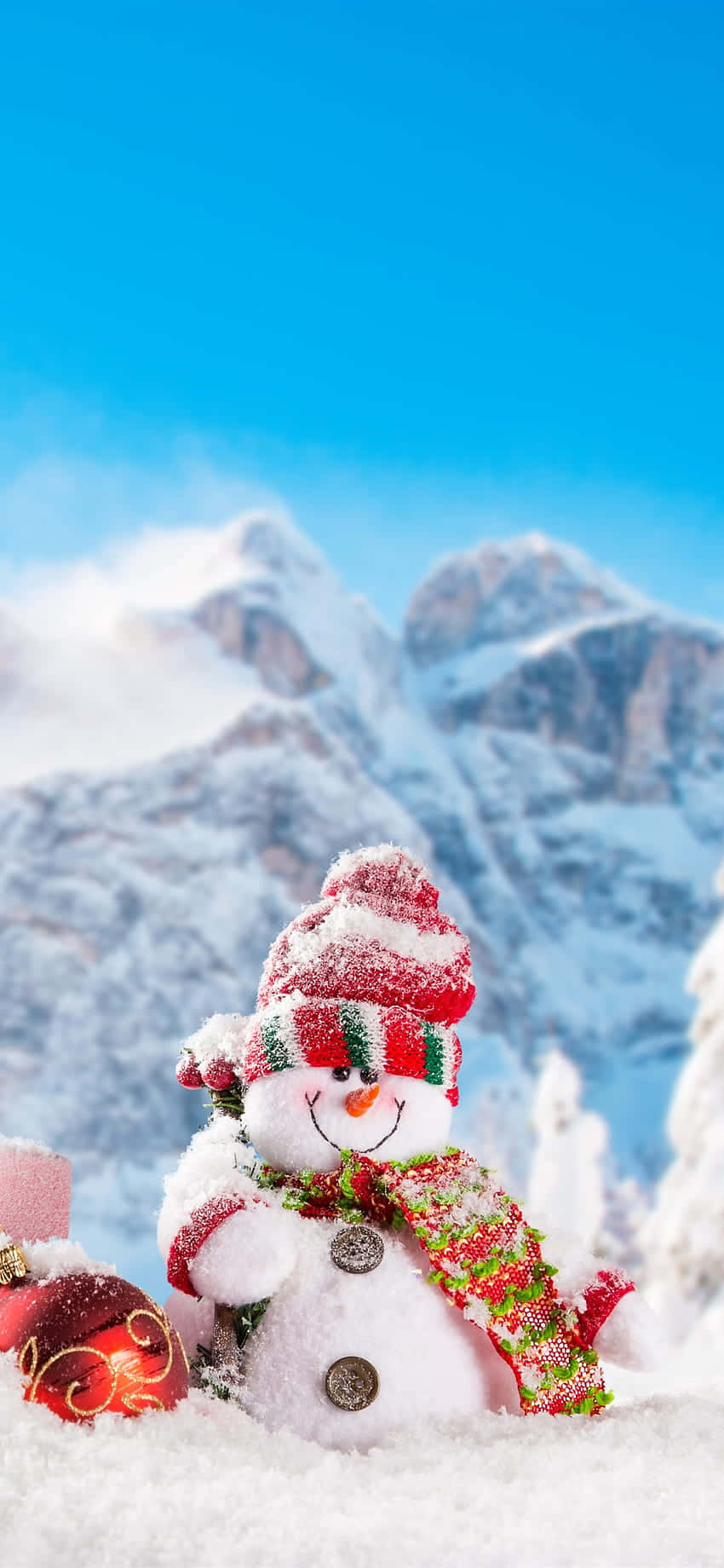 snowman katika theluji na hadia na theluji Picha ya Ukuta