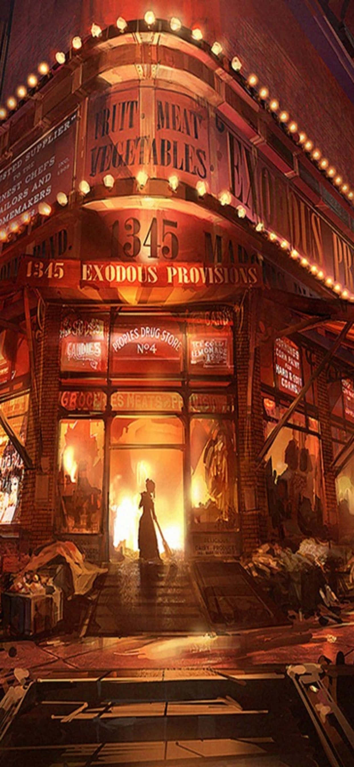 Market Flame iPhone Xs Max Bioshock Infinite Background Picha ya Ukuta