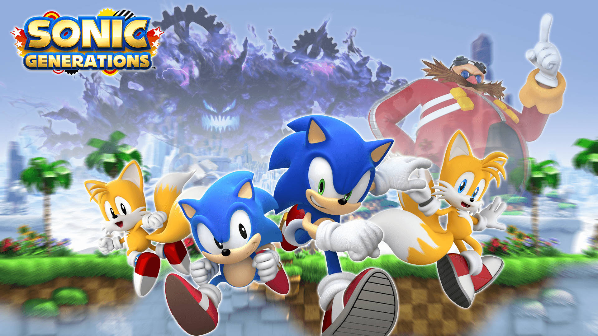 Sonic Anakimbia Kupitia Seaside Hill Picha ya Ukuta