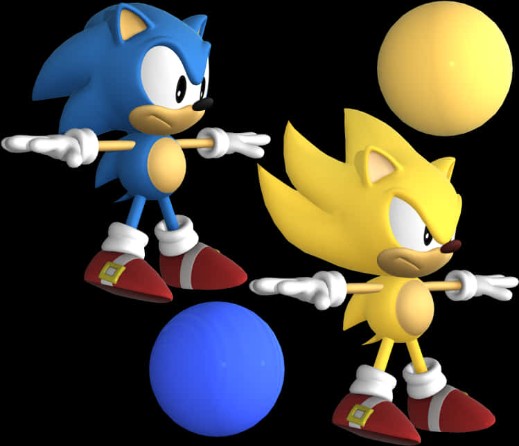 Sonic na Super Sonic Poses Picha ya Ukuta