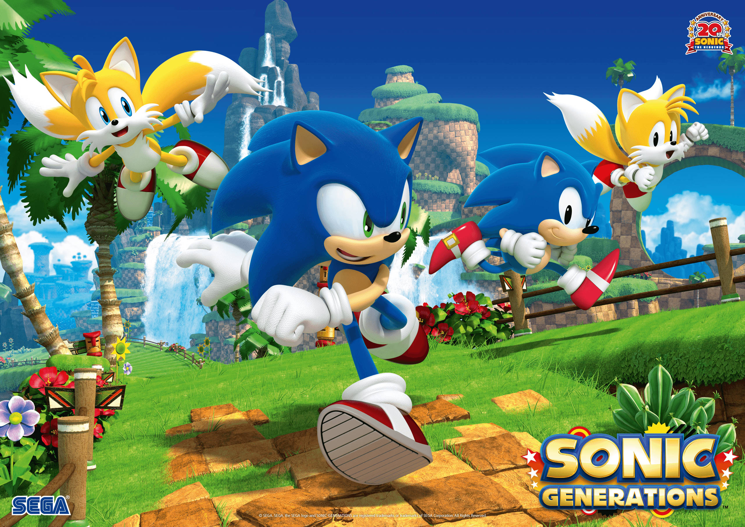 Sonic na Tails wanaungana kwa adventure katika Sonic Generations Picha ya Ukuta