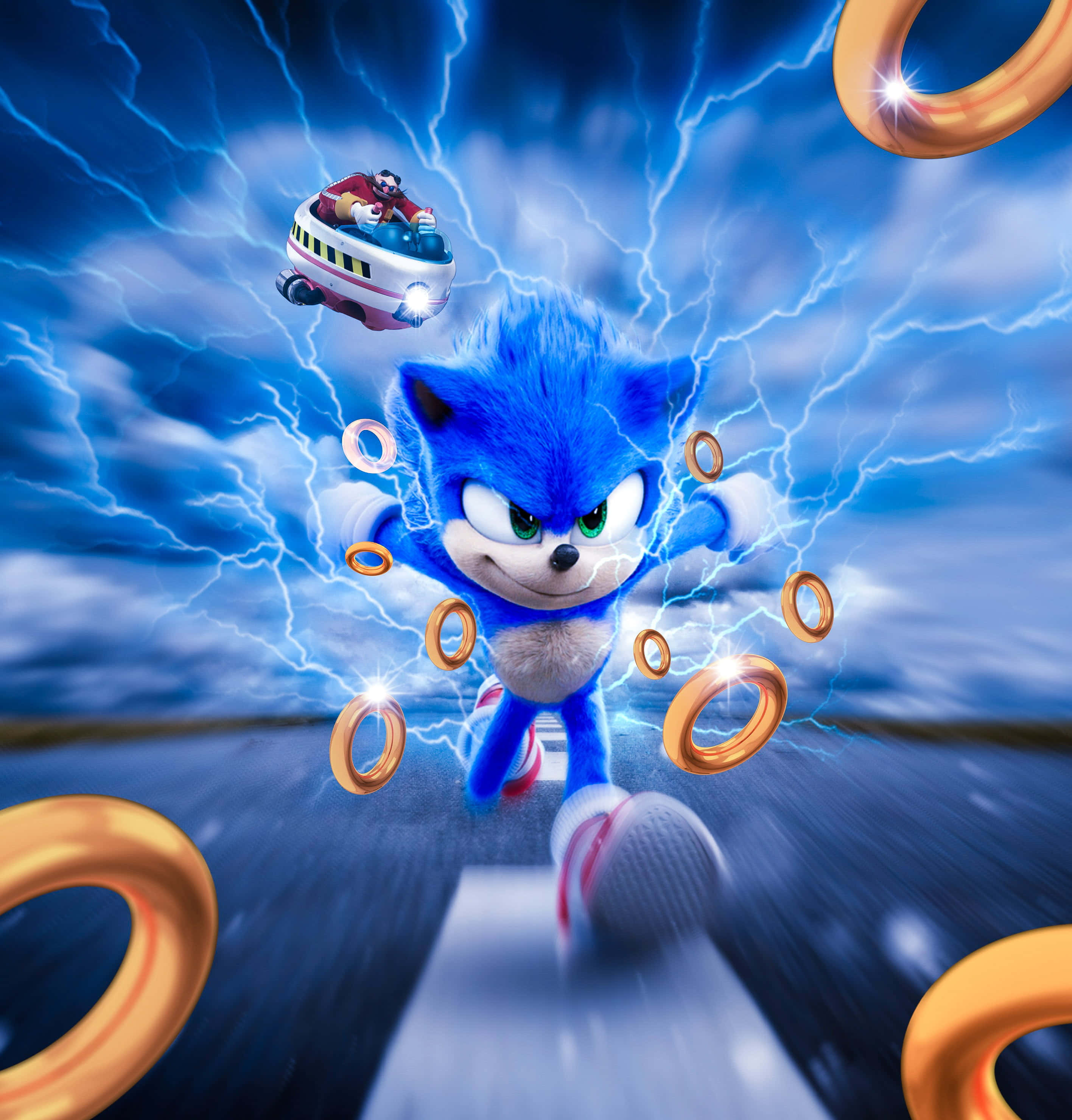 Sonic the Hedgehog Akikimbia Katika Eneo la Green Hill Picha ya Ukuta
