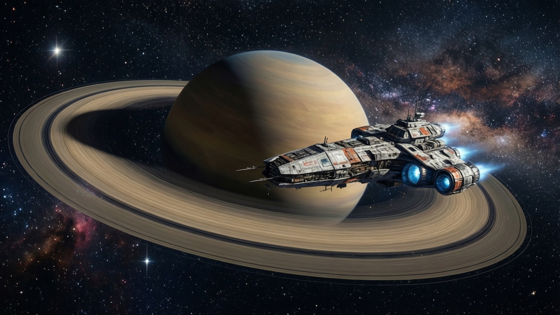 Spaceship Juu ya Sayari Picha ya Ukuta