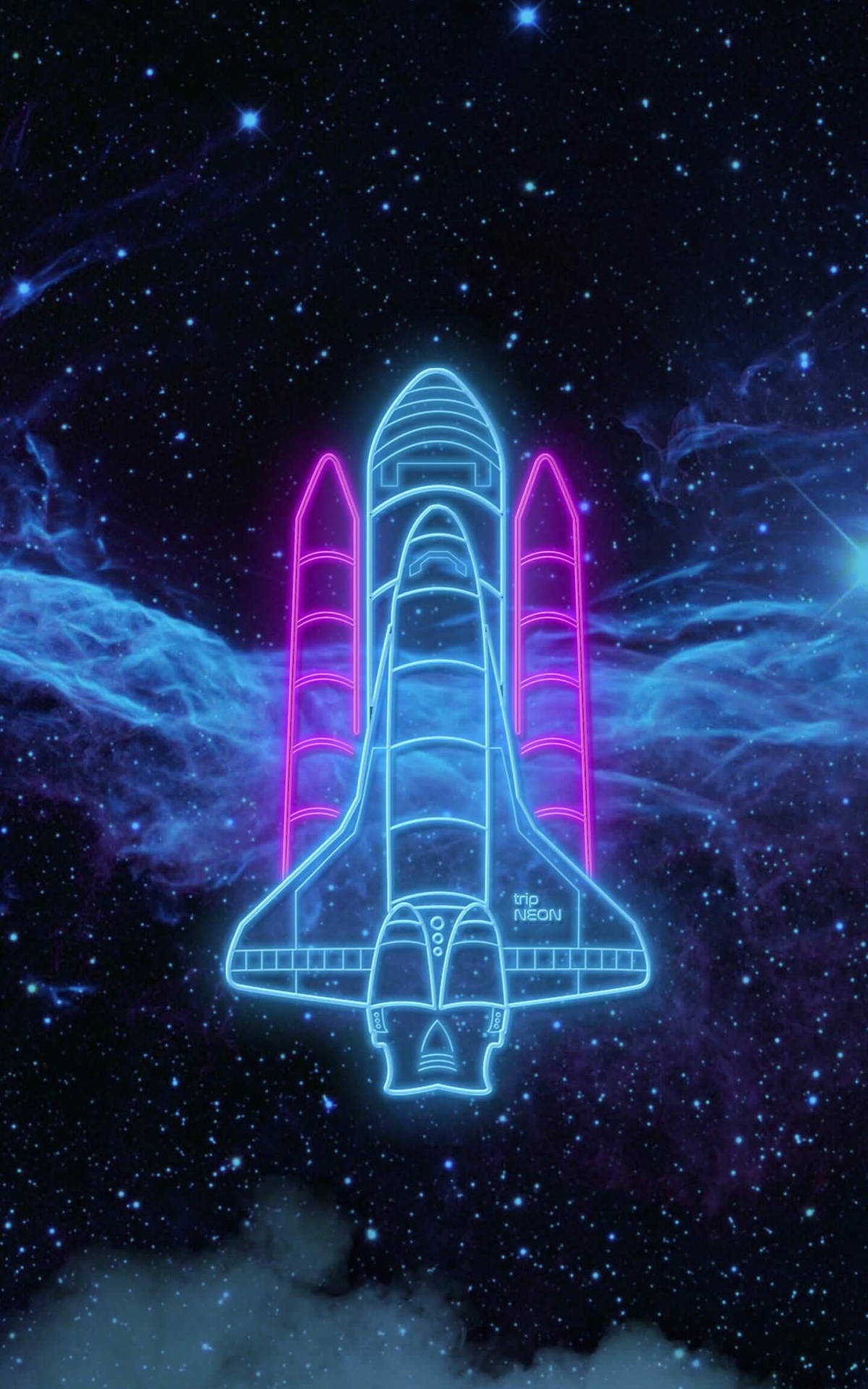 Spaceship ya Neon Picha ya Ukuta
