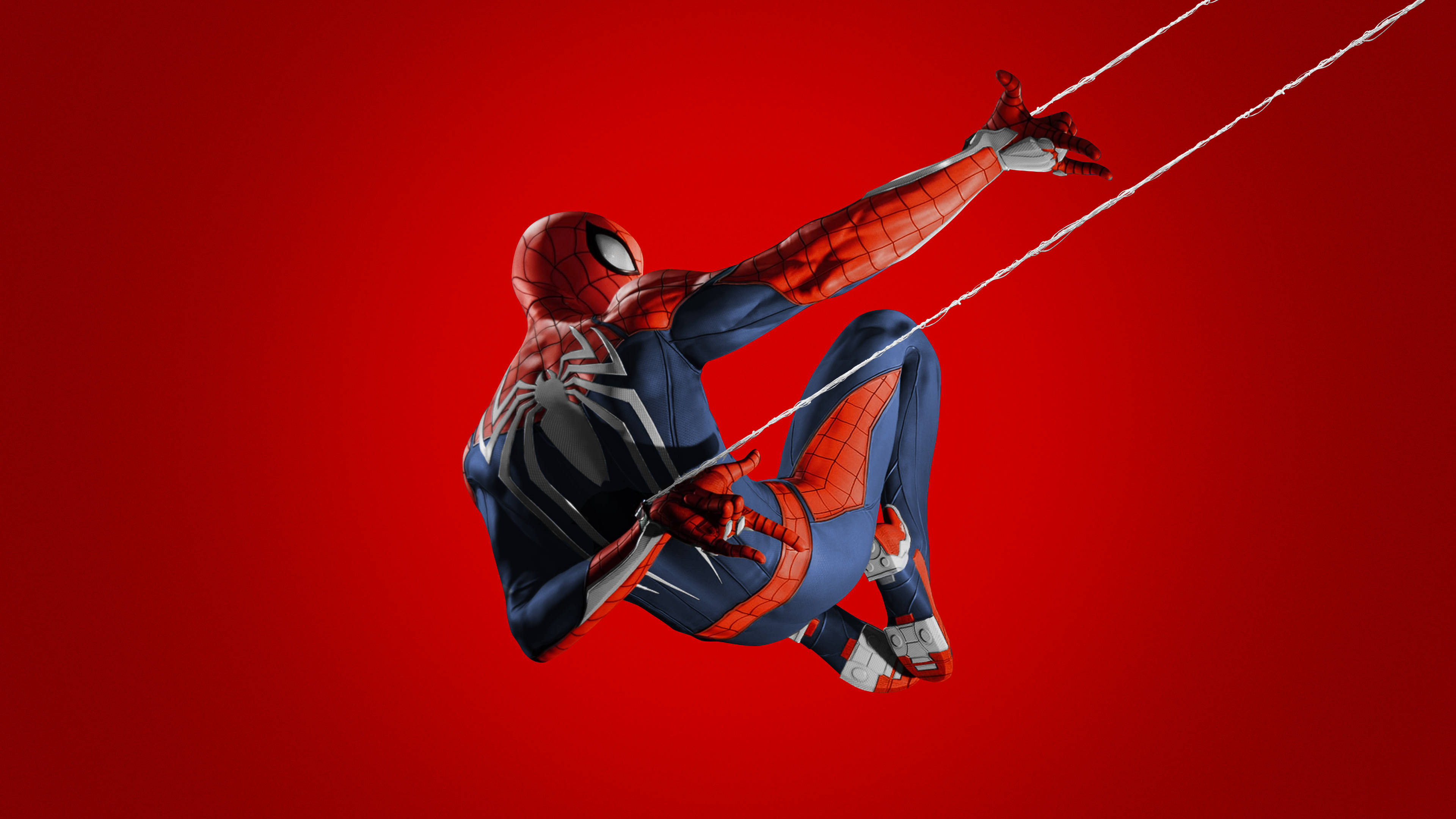 Spider Man PS4 Akining'inia kwenye Utando Picha ya Ukuta