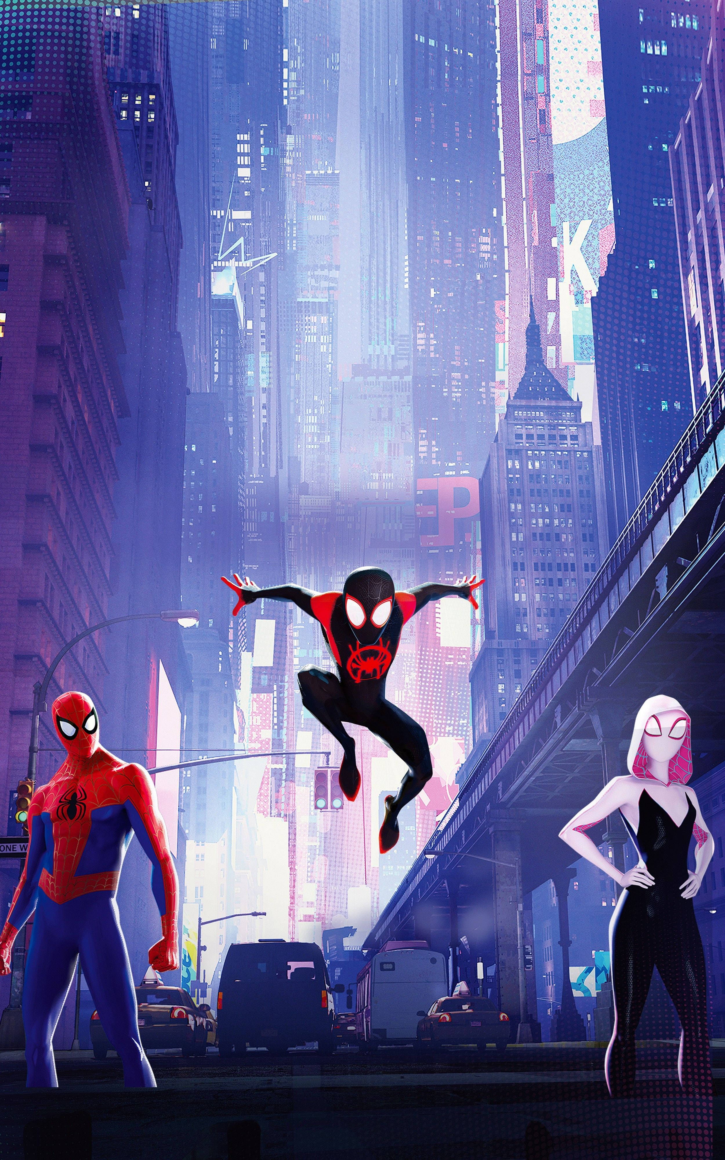 Spider-Verse Inaweka Tatu Spider-Men Picha ya Ukuta