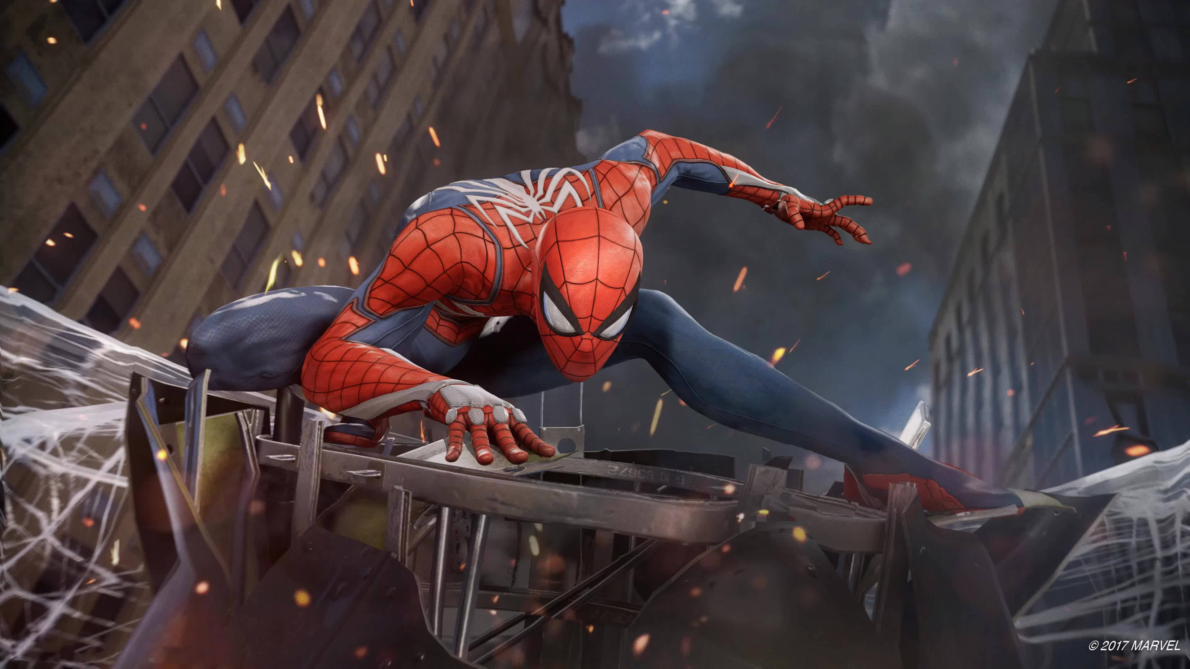 Spiderman Anapambana Kwa Nguvu na Maadui Katika Uwanja wa Vita Picha ya Ukuta