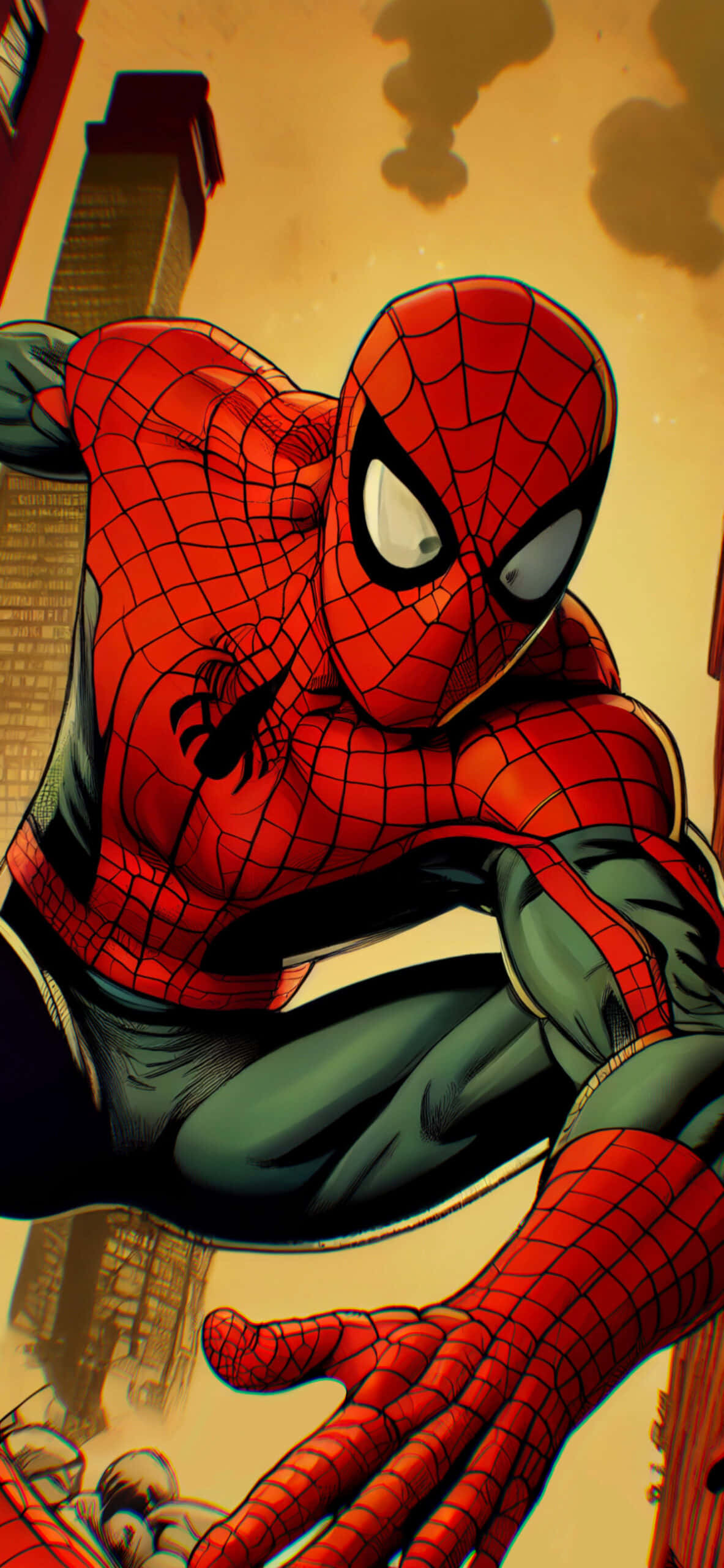 Spiderman Anazidisha Juu ya Mji Picha ya Ukuta