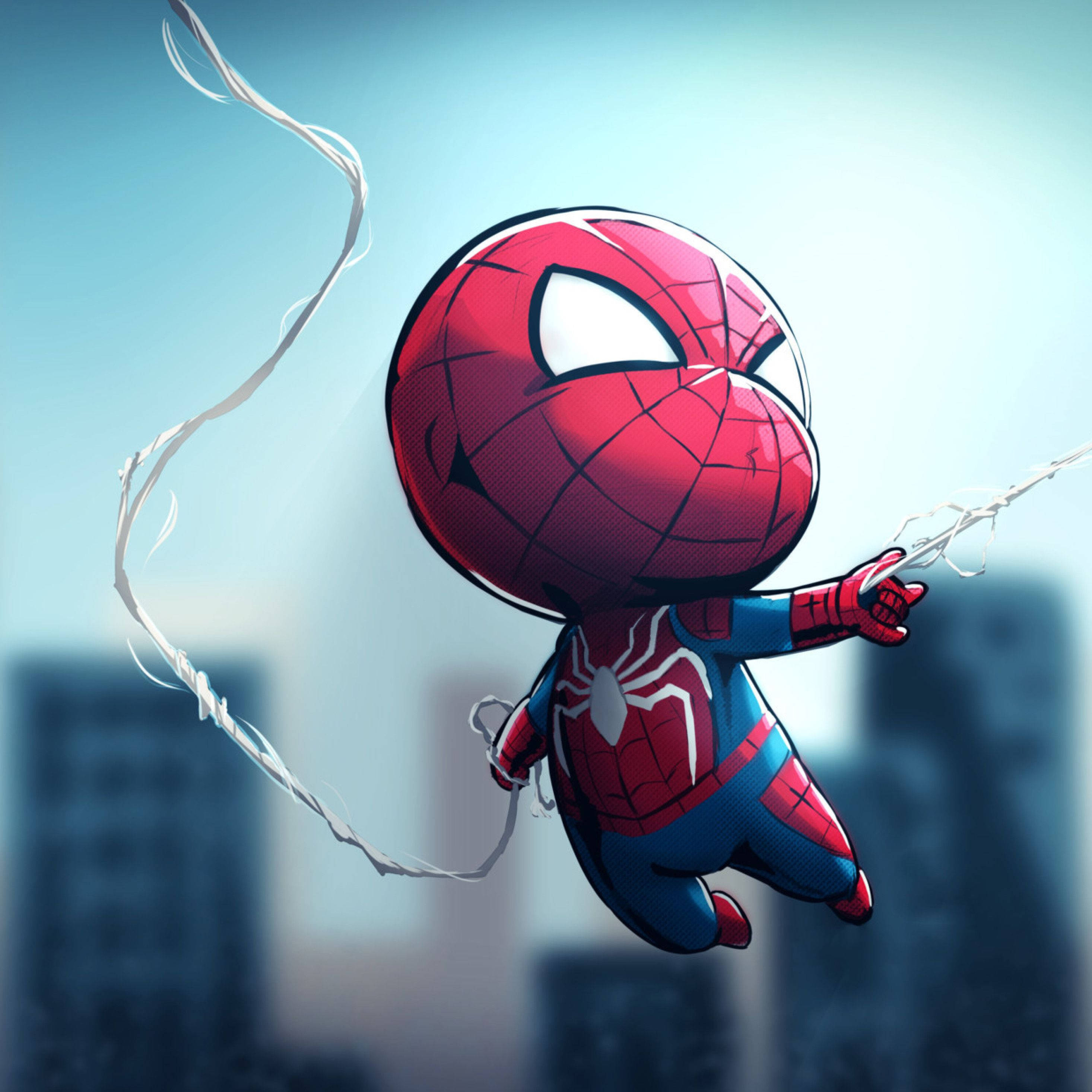 Spiderman Chibi akiwa na Puto! Picha ya Ukuta