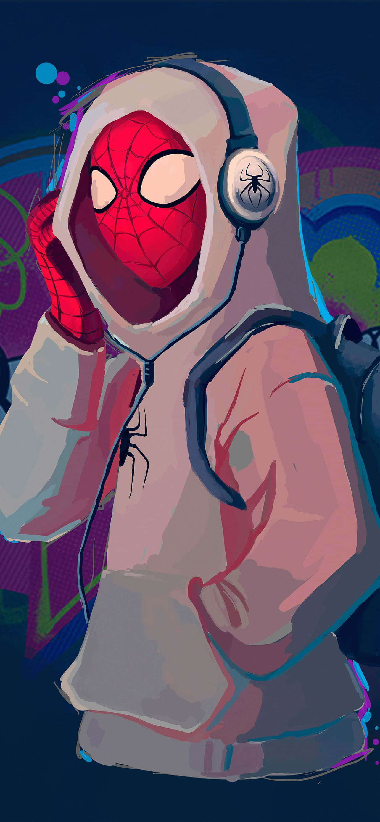 Spiderman PFP Anasikiliza Muziki Picha ya Ukuta
