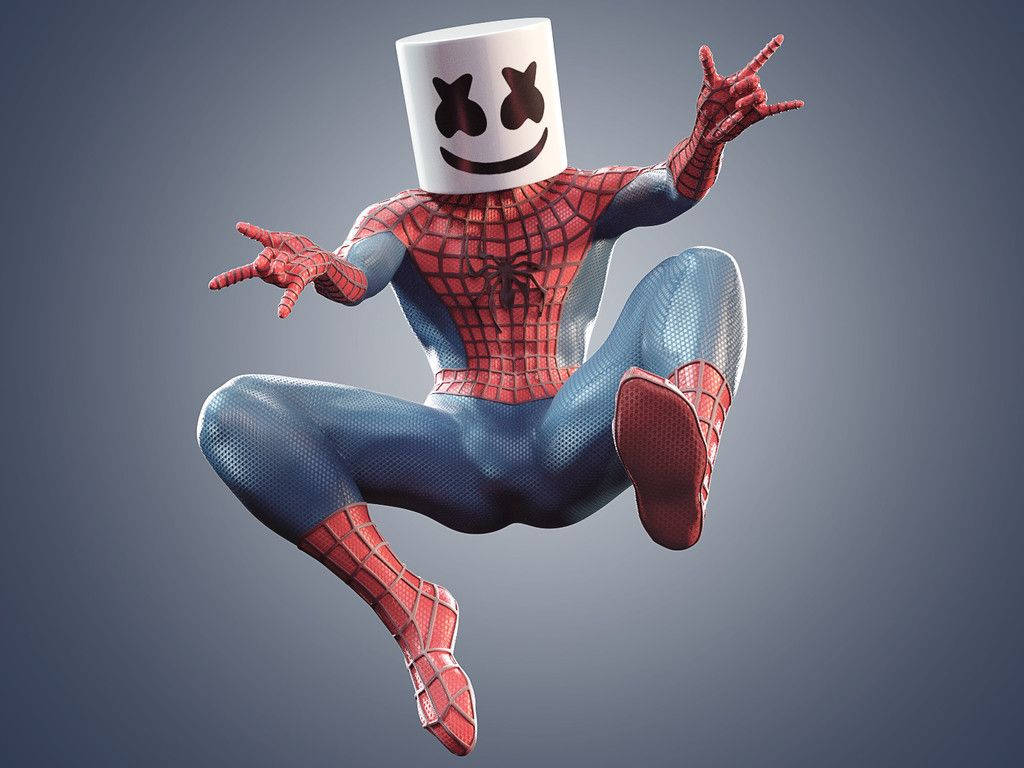 Spiderman wa Marshmello wa 3D wa Kuchekesha Picha ya Ukuta