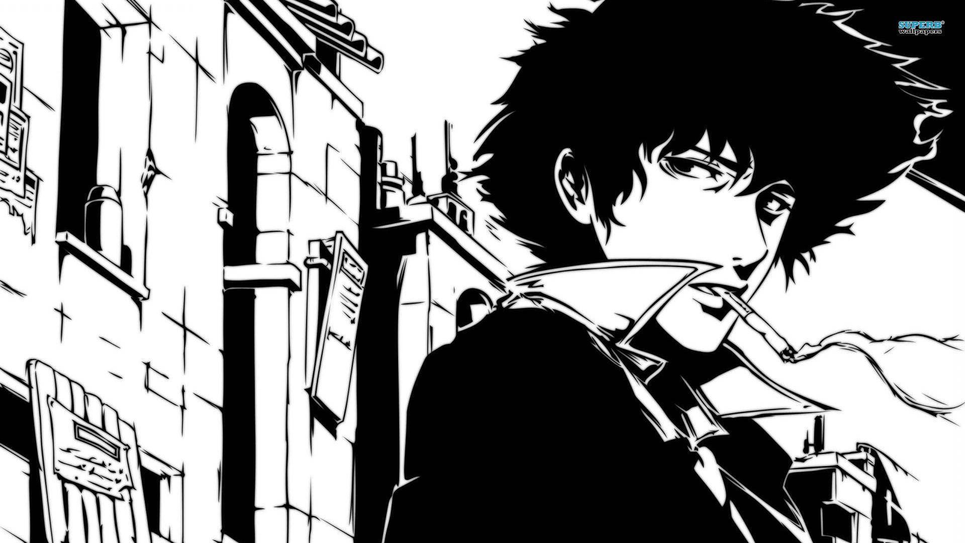 Spike Spiegel Anime Sefia na Weusi Picha ya Ukuta