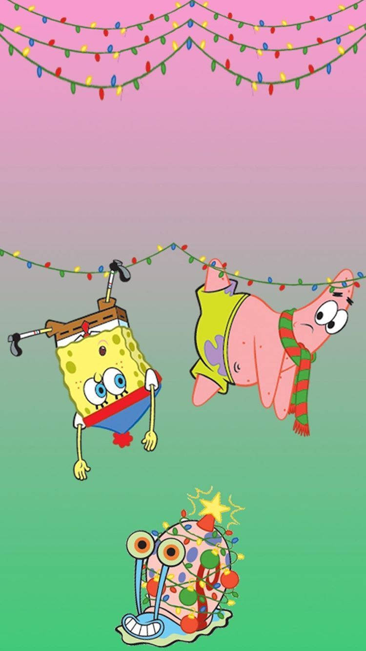 SpongeBob na Patrick kwa Krismasi Picha ya Ukuta