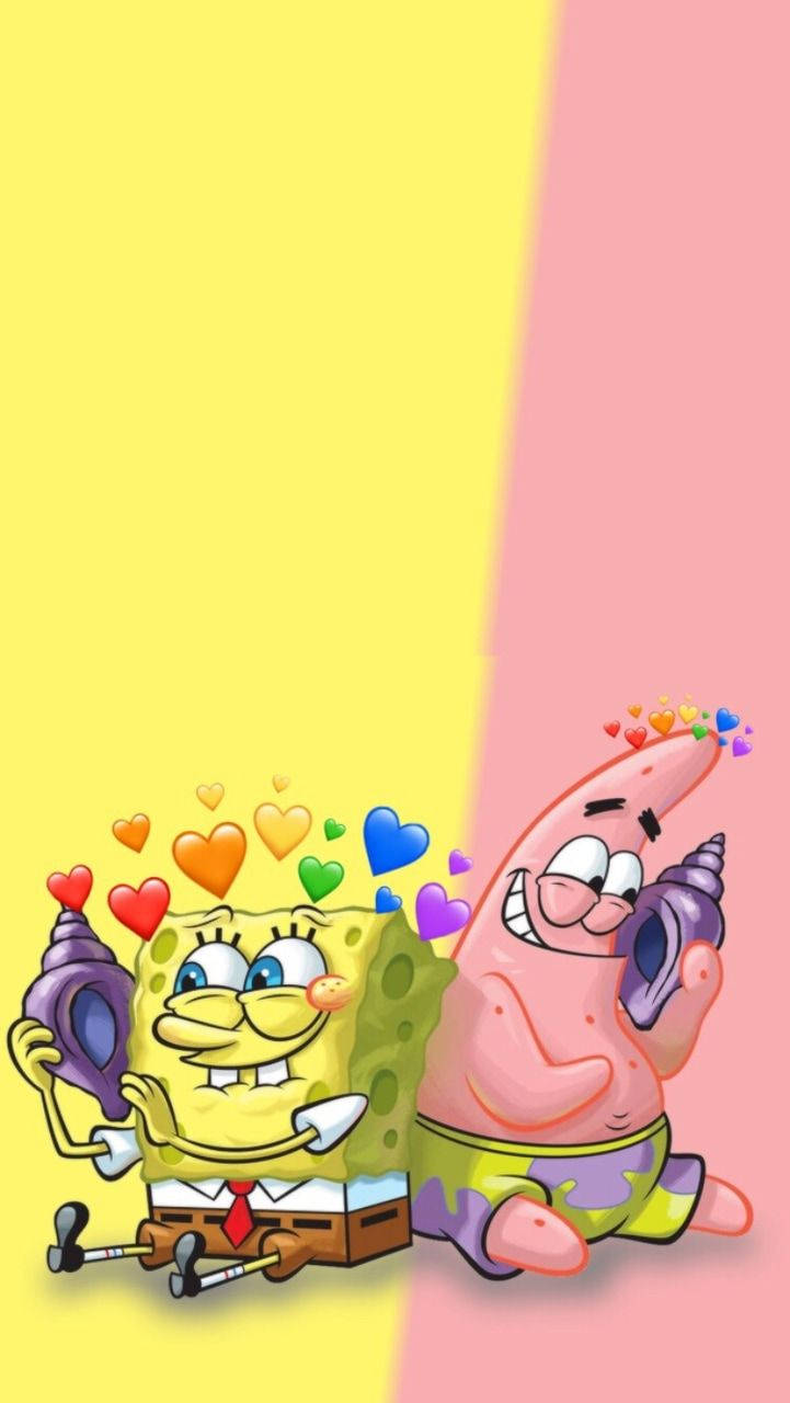 SpongeBob na Patrick kwenye Simu Picha ya Ukuta