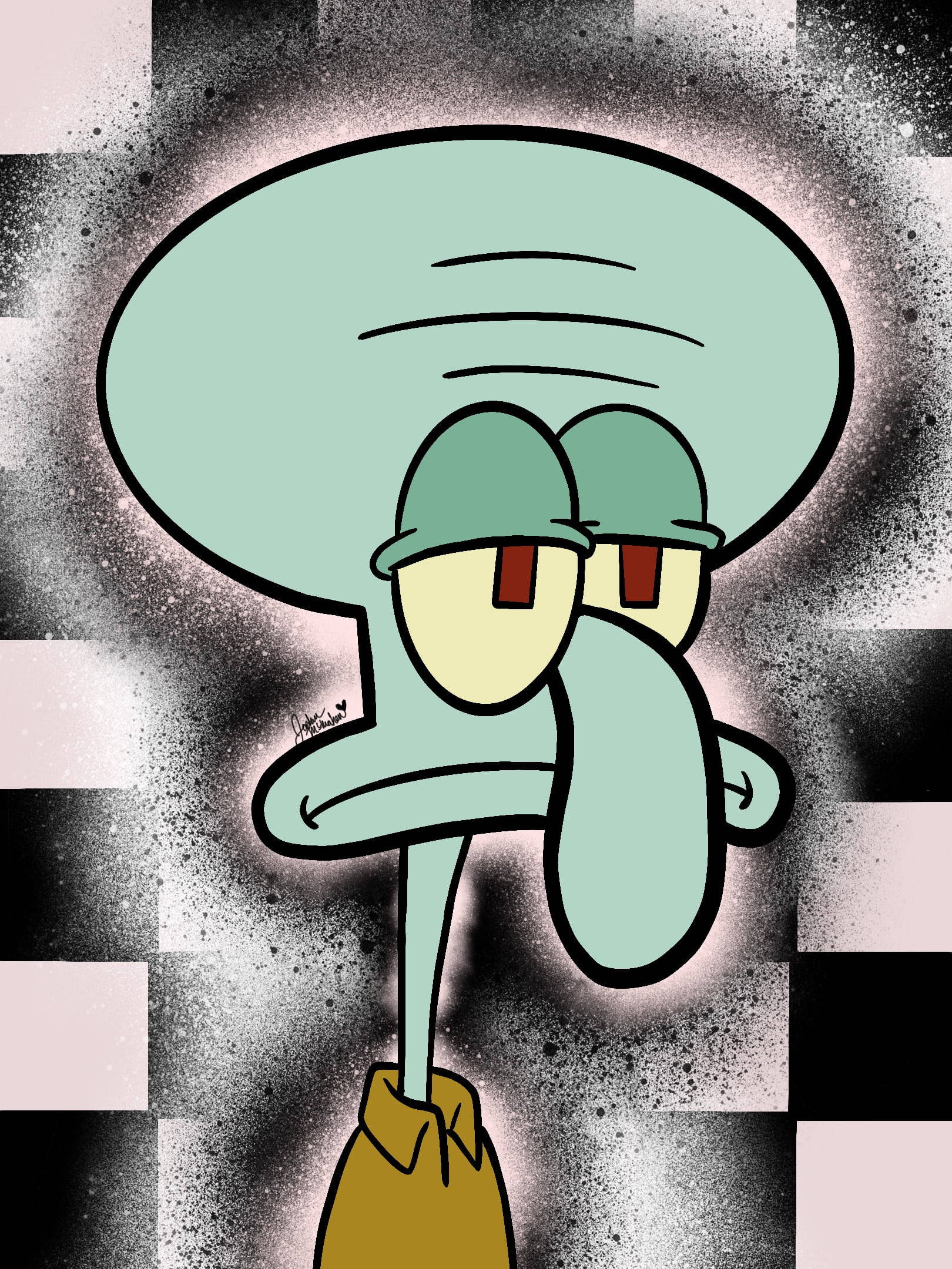 Squidward Mwenye Kuchoka wa Aesthetic wa Kuchekesha Picha ya Ukuta