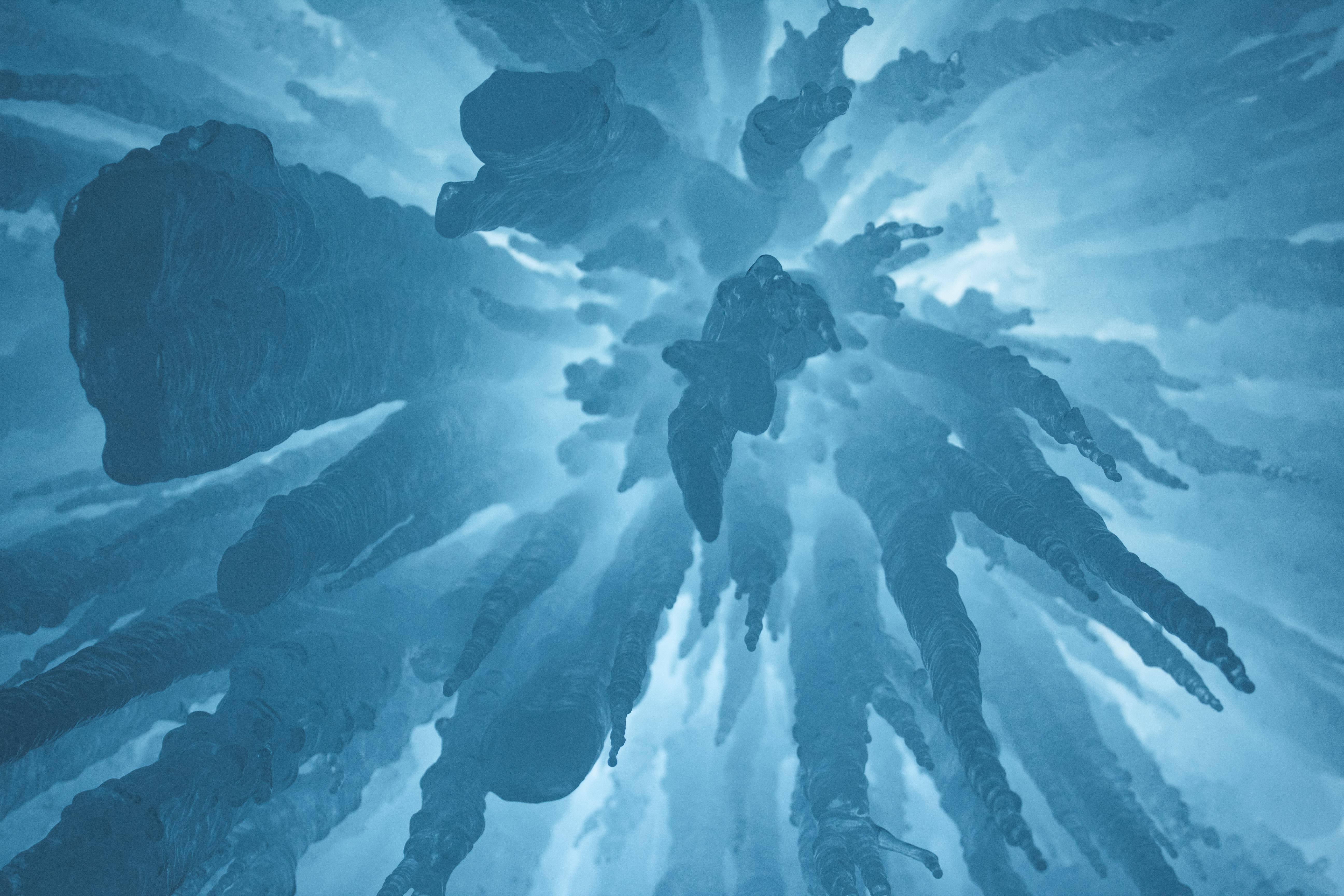Stalactites Baridi za Bluu Picha ya Ukuta