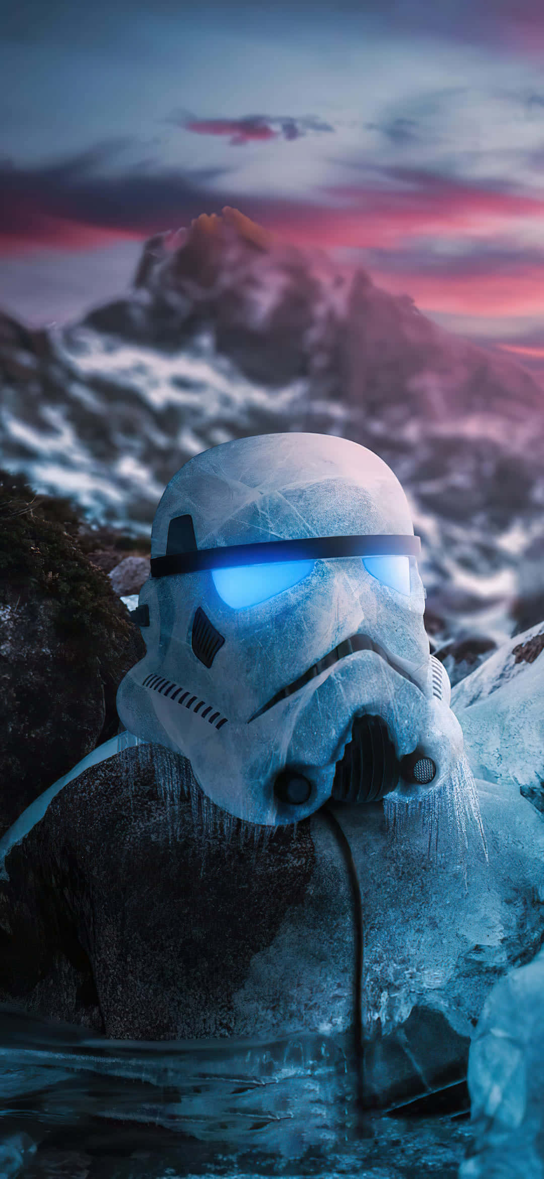 Star Wars Stormtrooper Glowing Mask Background Picha ya Ukuta
