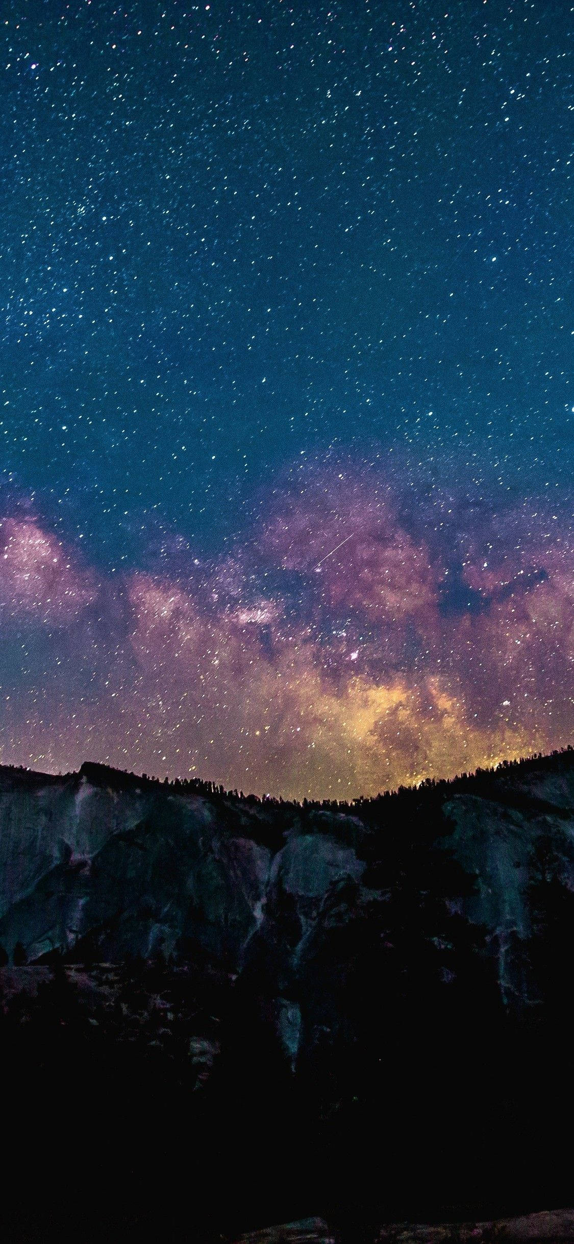Stars Purple Sky Space Picha ya Ukuta