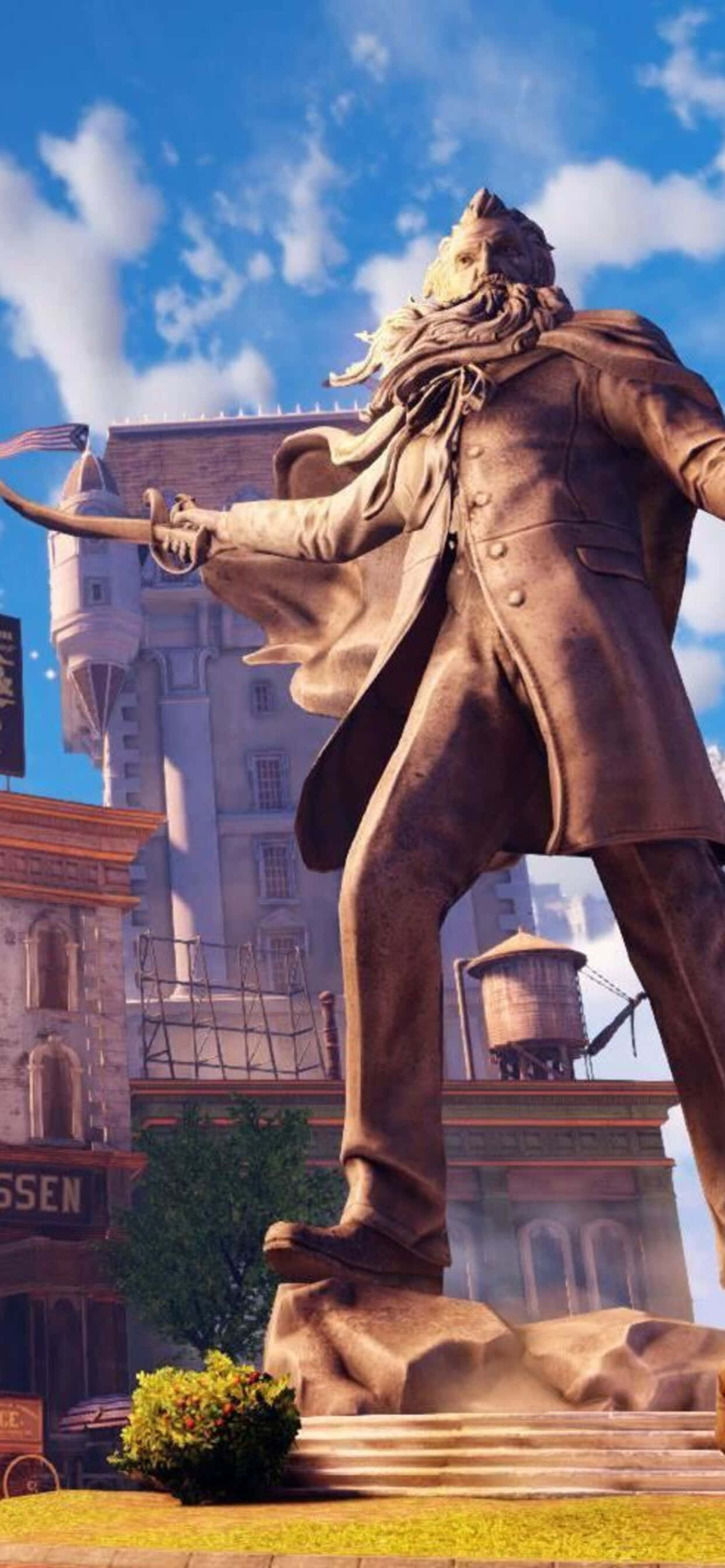 Statue iPhone Xs Max Bioshock Infinite Background Picha ya Ukuta