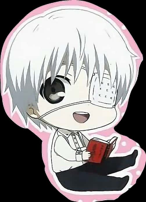 Stika ya Chibi Kaneki Akisoma Kitabu Picha ya Ukuta