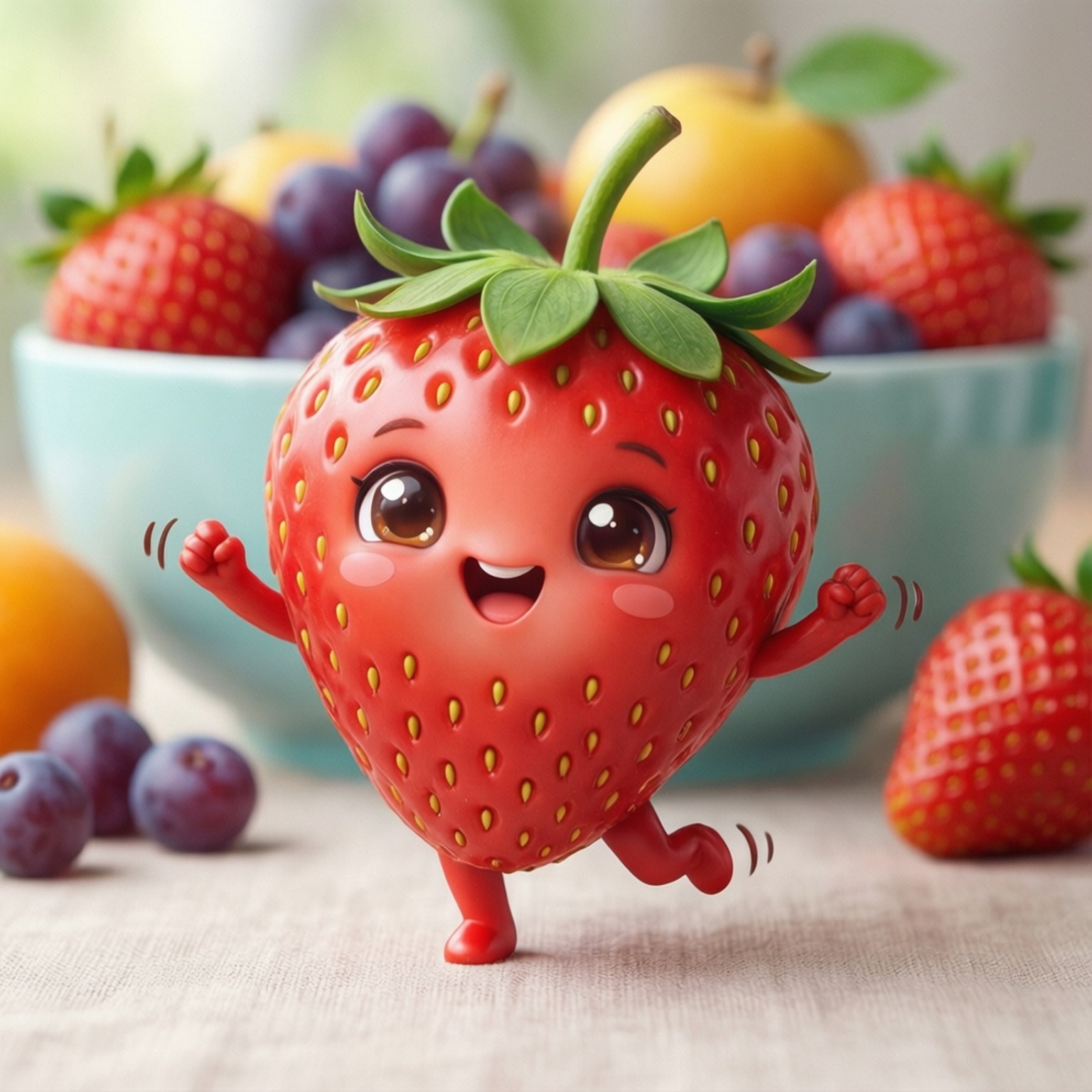 Stroberi Kawaii Inacheza Picha ya Ukuta