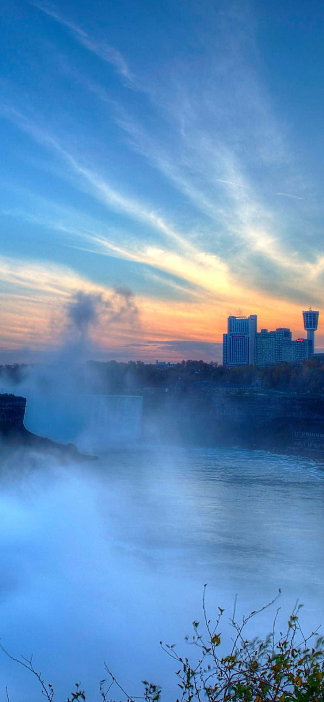 Sunrise iPhone X Niagara Falls Background Picha ya Ukuta