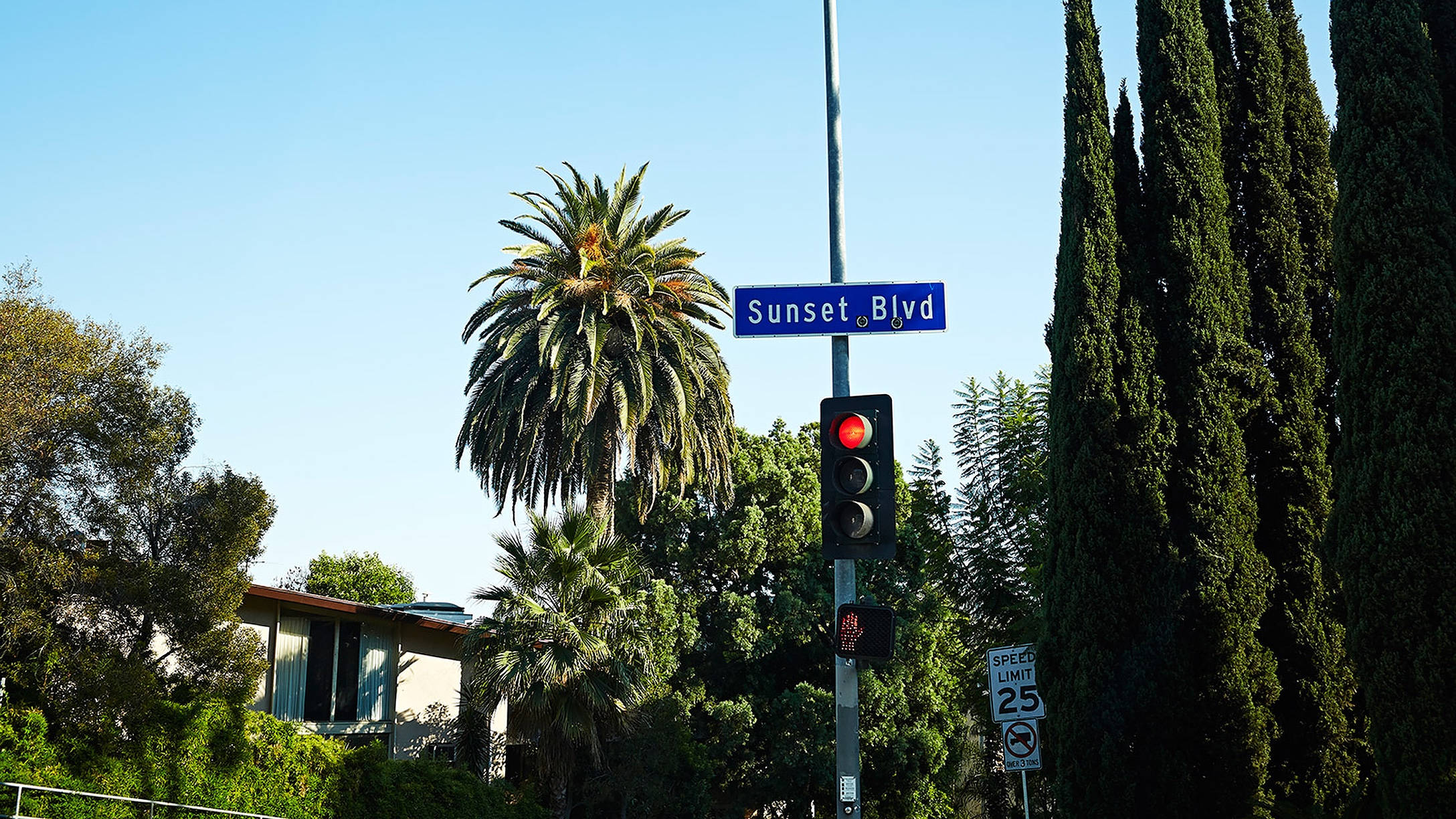 Sunset Boulevard Alama ya Bluu Picha ya Ukuta
