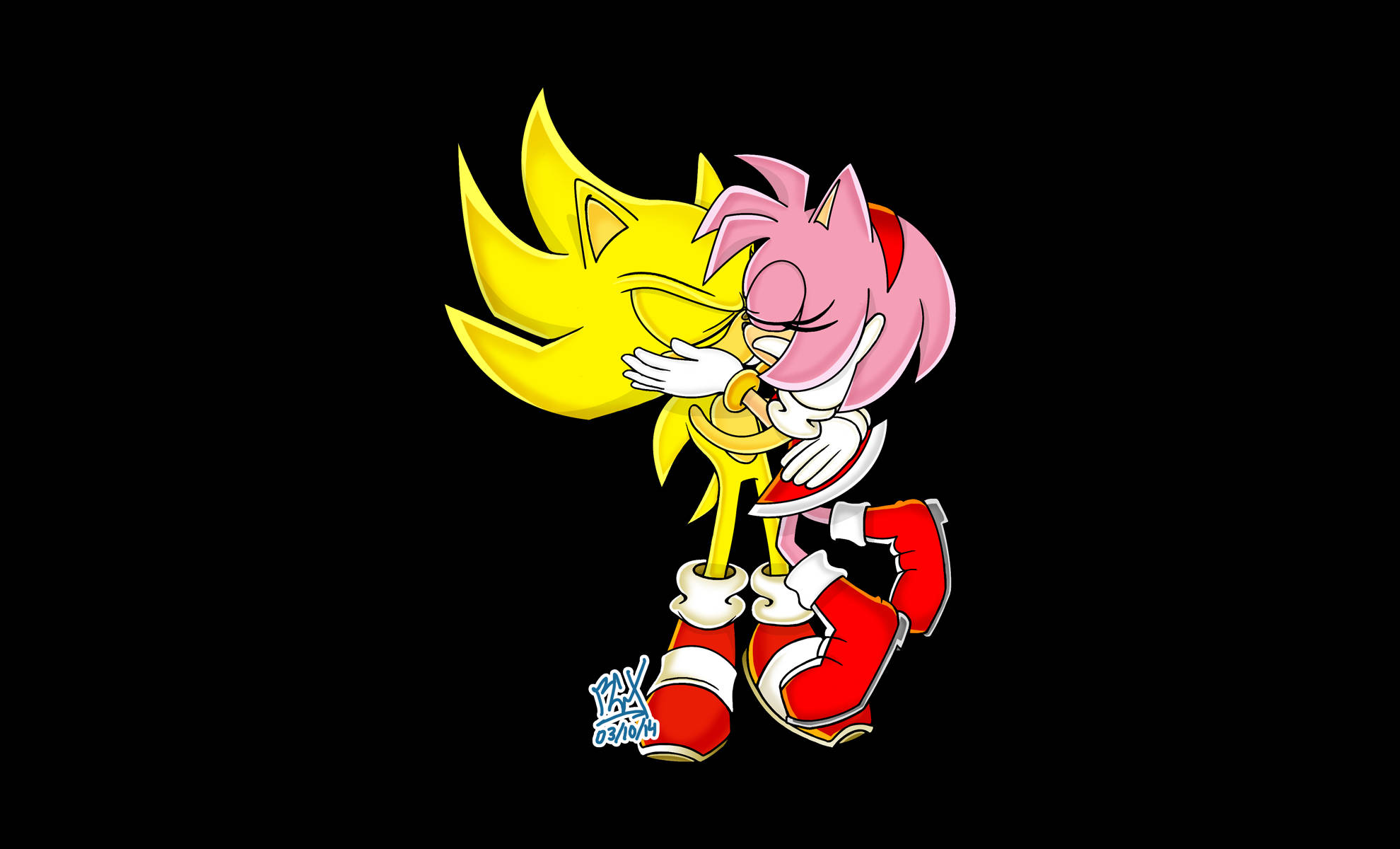 Super Sonic Na Amy Rose Picha ya Ukuta