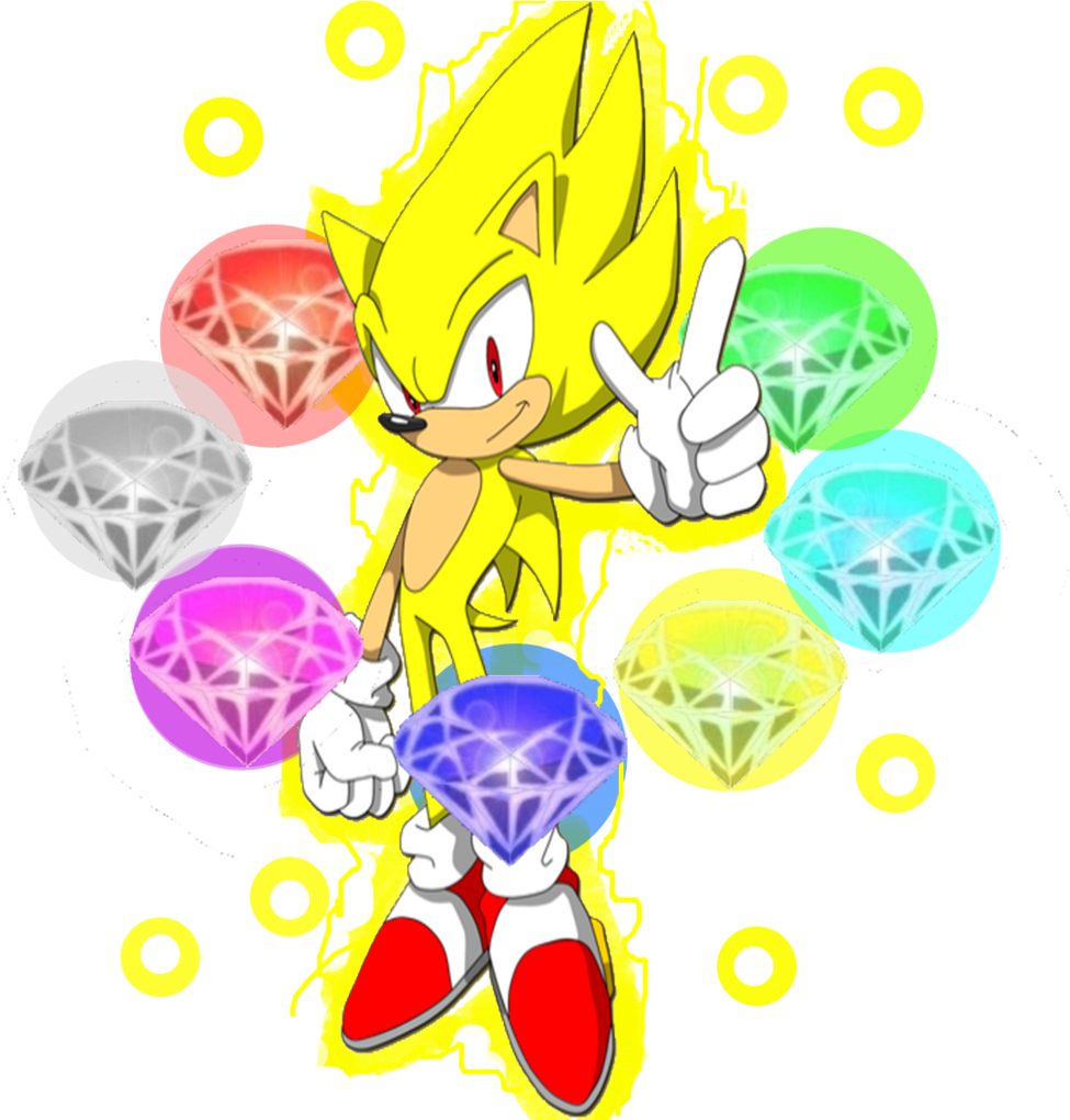 Super Sonic na Chaos Emeralds Picha ya Ukuta
