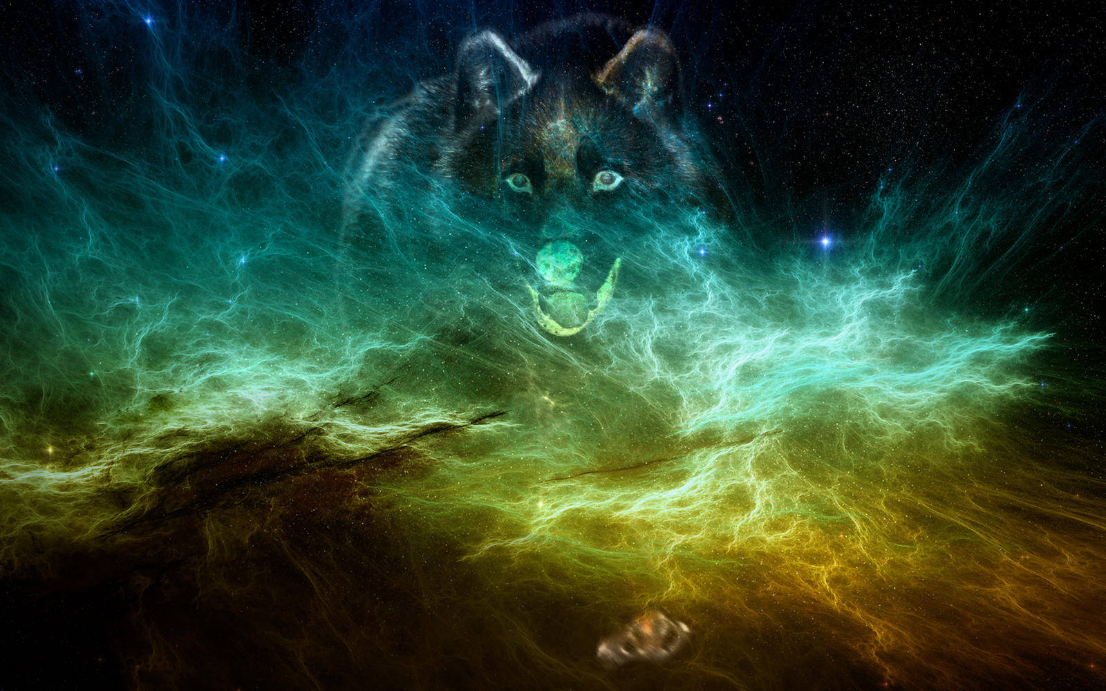Supernova Galaxy Baridi na Mbwa Mwitu Anayekimbia Picha ya Ukuta