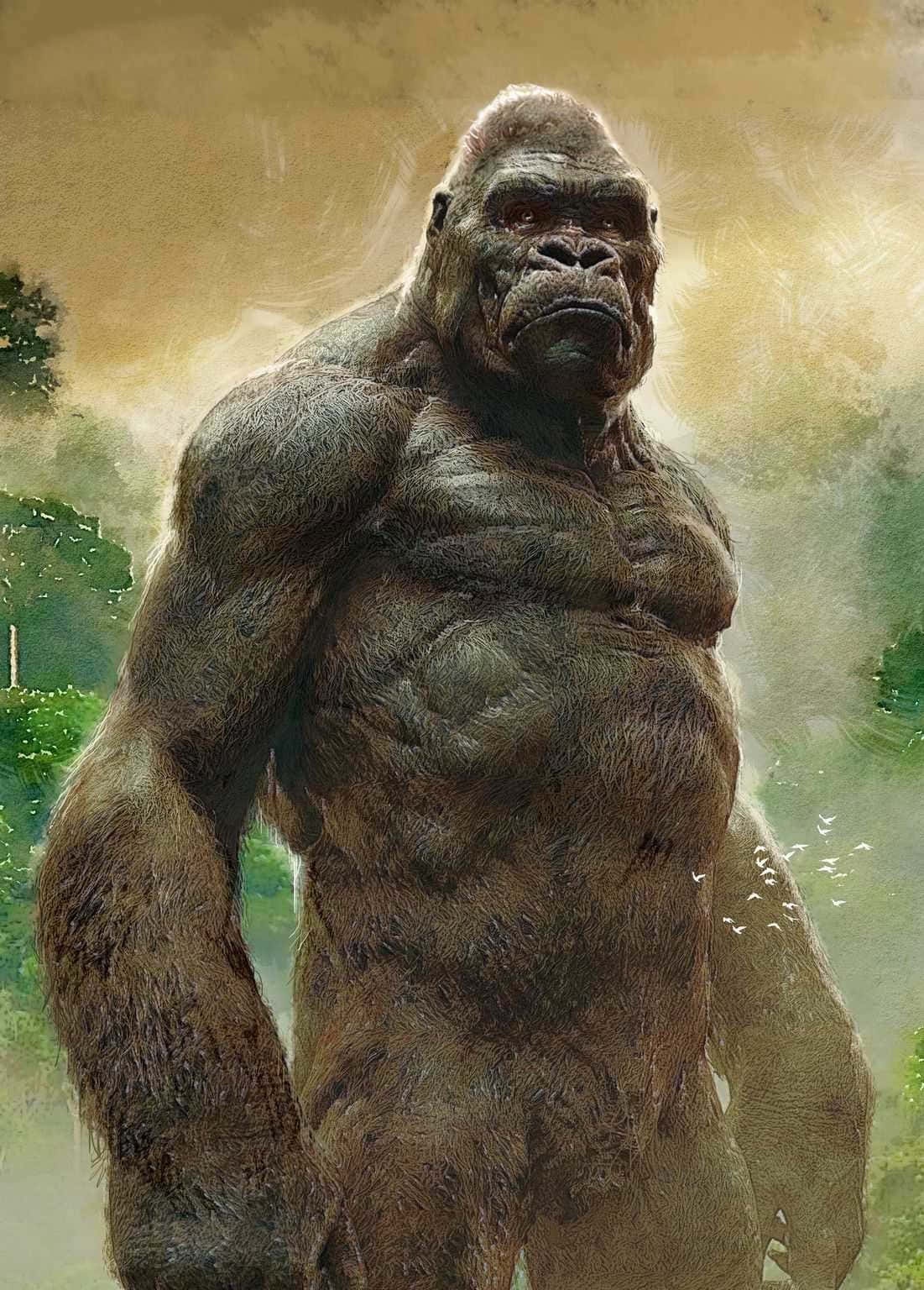 Sura ya Gorilla Mwenye Misuli Pixel 3 Picha ya Ukuta