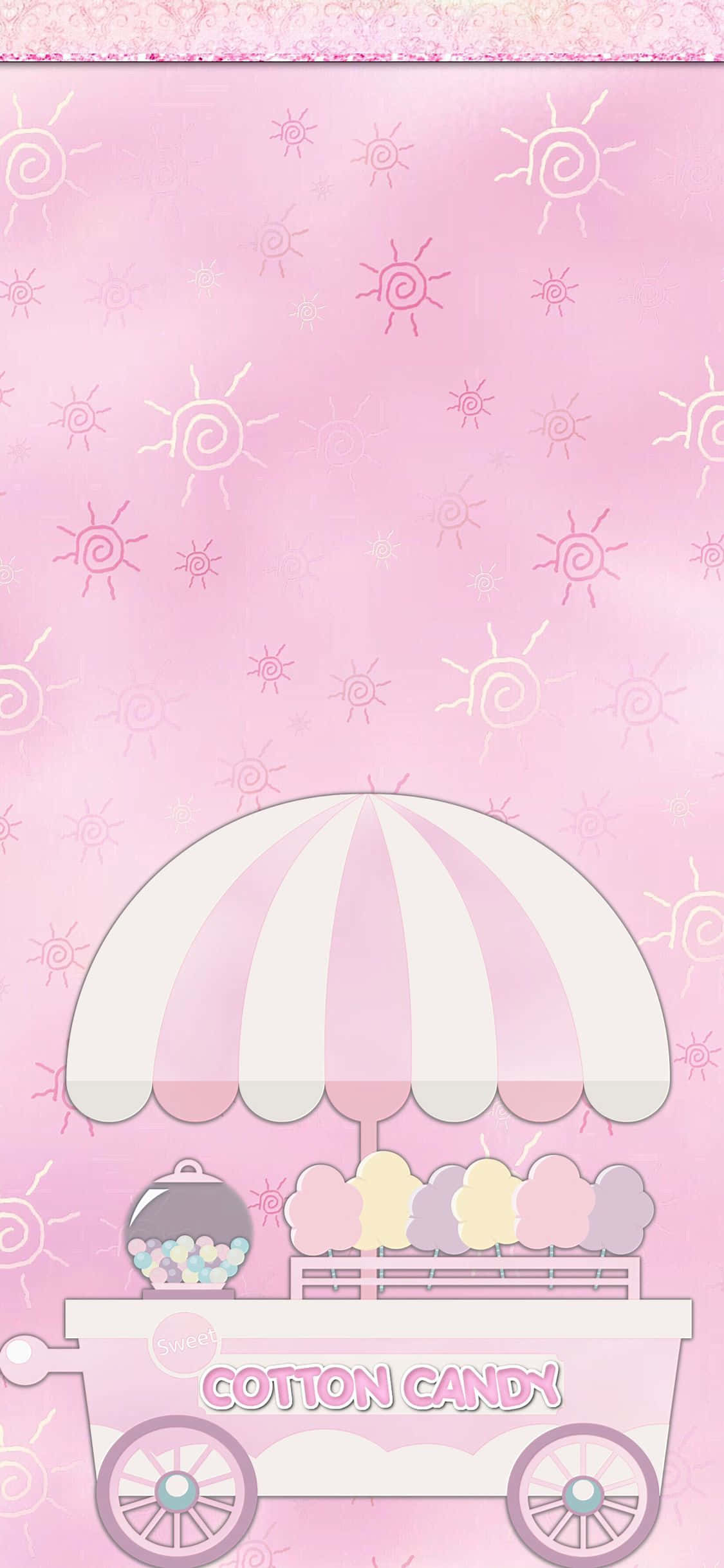 Cute Cotton Candy Cart Background Picha ya Ukuta