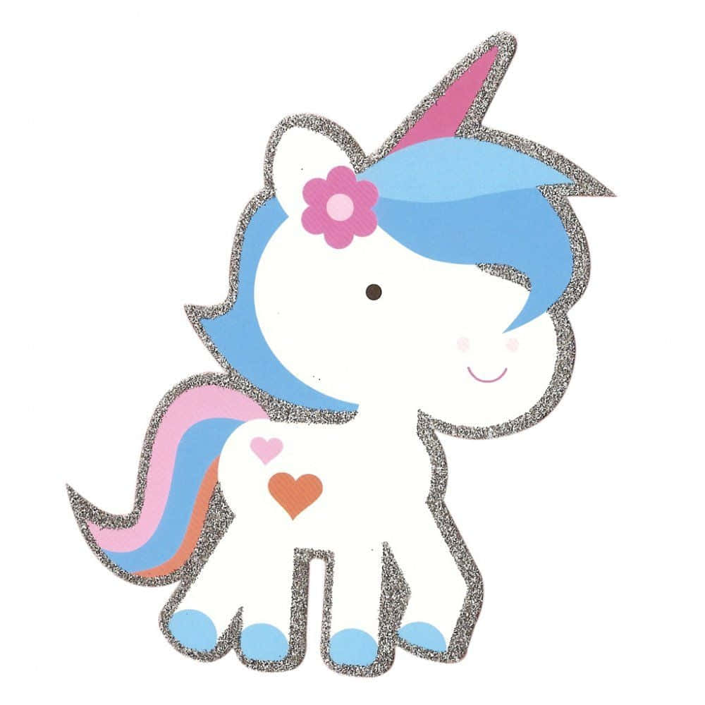 Sura ya Unicorn Mrembo Kawaii Samawati ya Pasteli Picha ya Ukuta