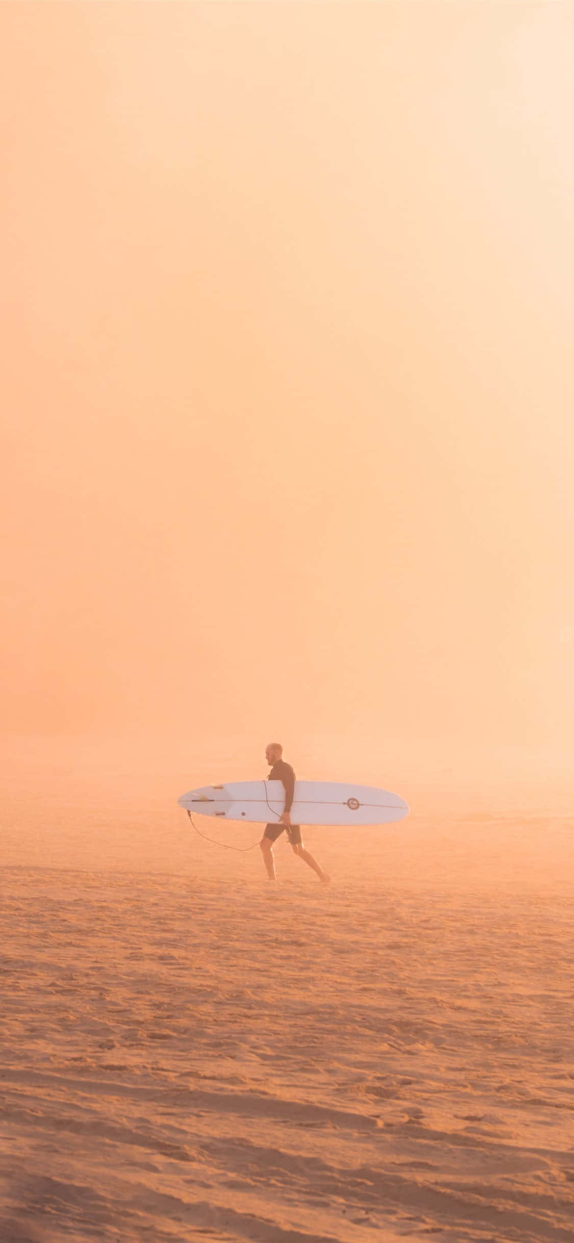 Surfboard Orange Sunset Sky Picha ya Ukuta