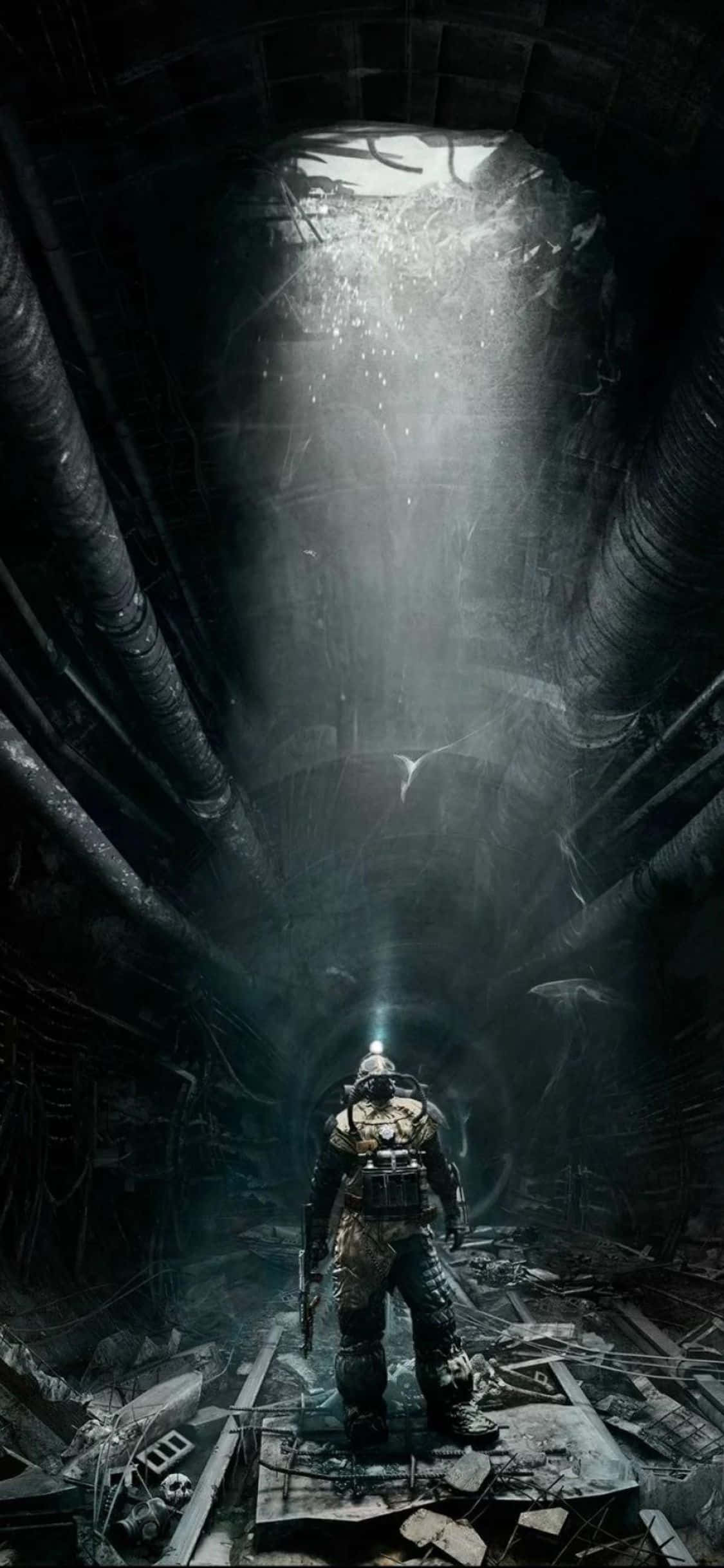 Kusurvivi baridi ya nuklia katika dunia ya baada ya apokalipsi ya Metro Exodus kwenye iPhone X yako Picha ya Ukuta