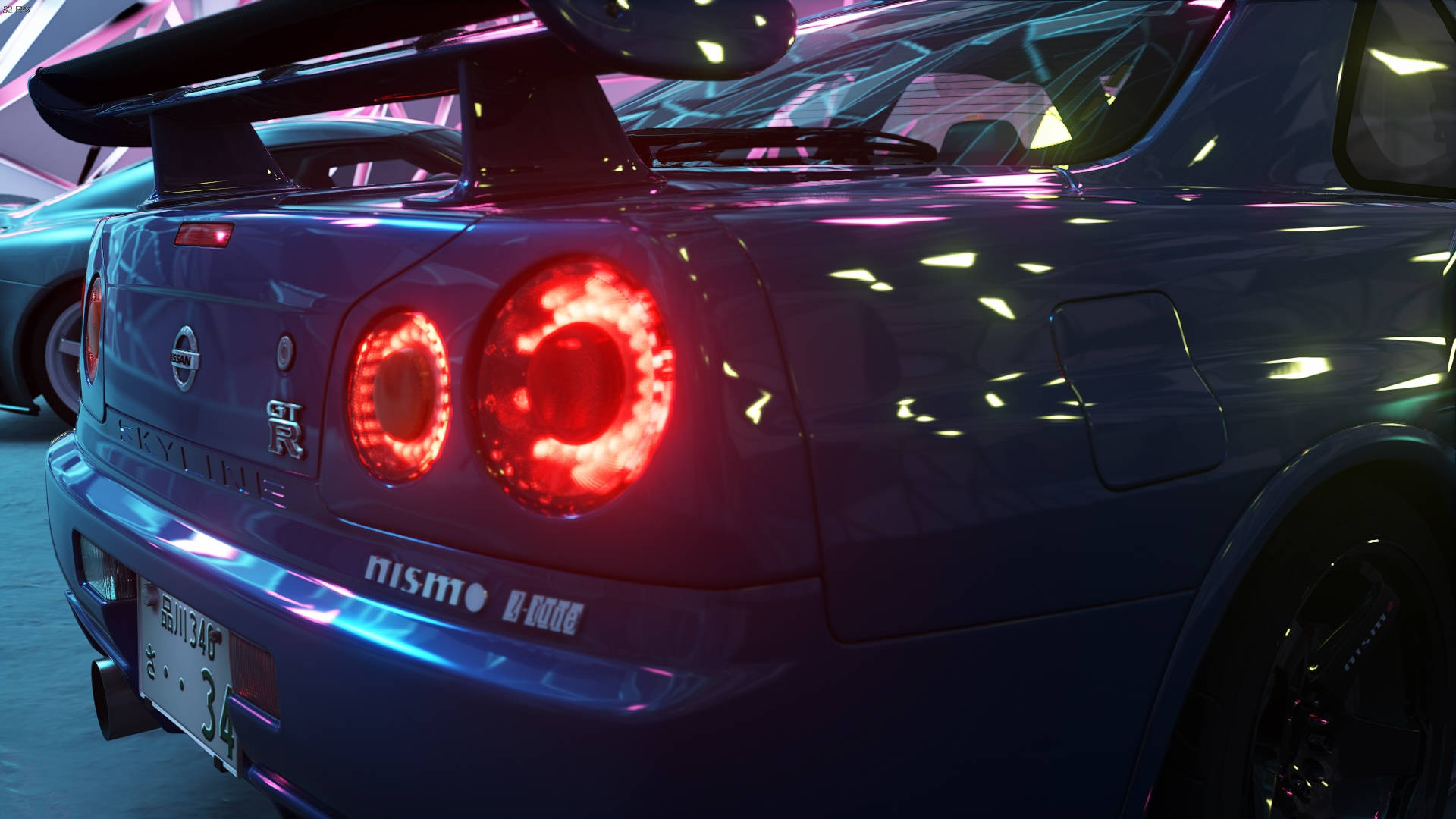 Taa Nyekundu za Nyuma za Nissan Skyline GTR R34 Picha ya Ukuta