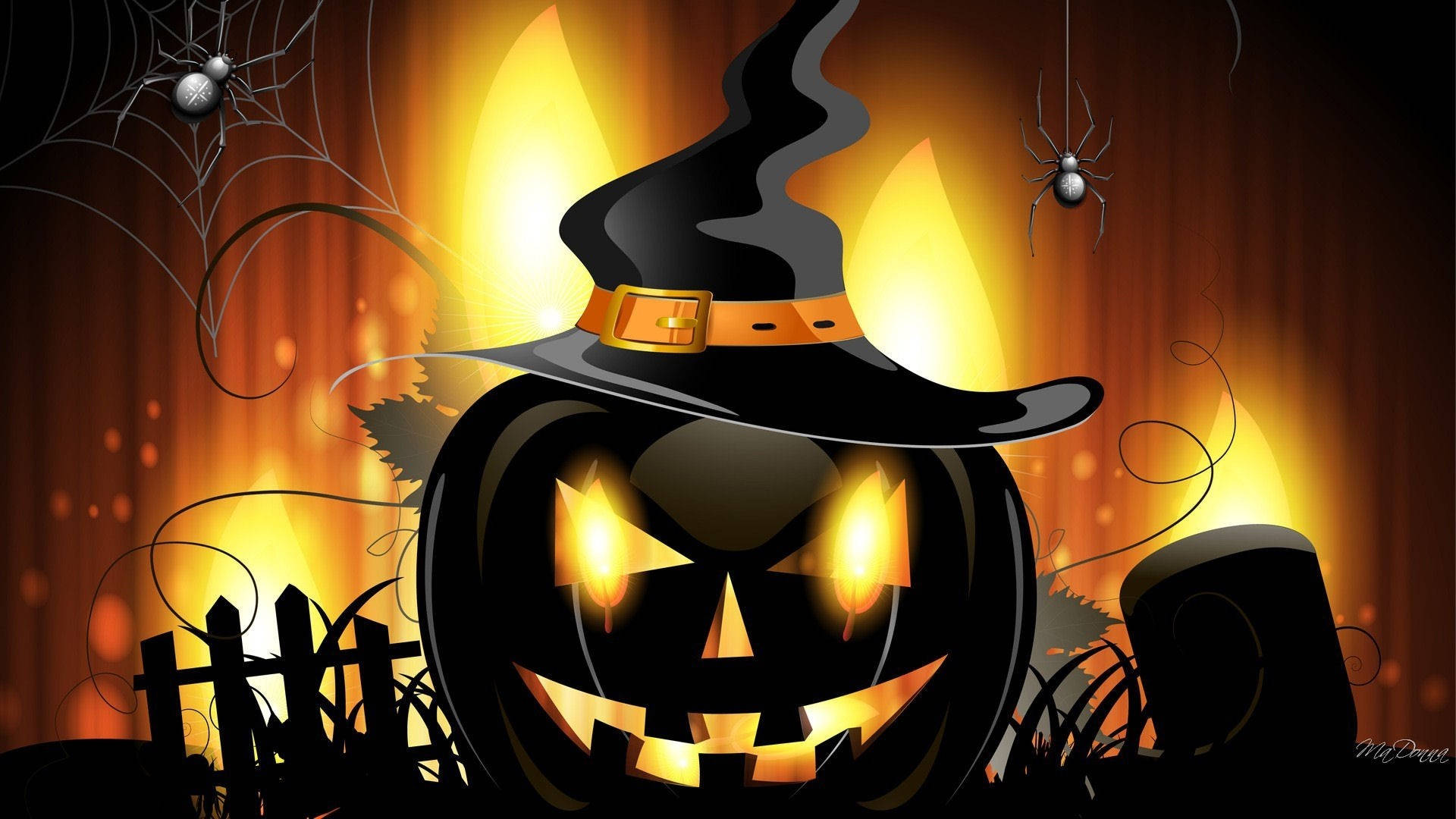 Taa ya Boga Nyeusi ya Halloween ya Kale Picha ya Ukuta