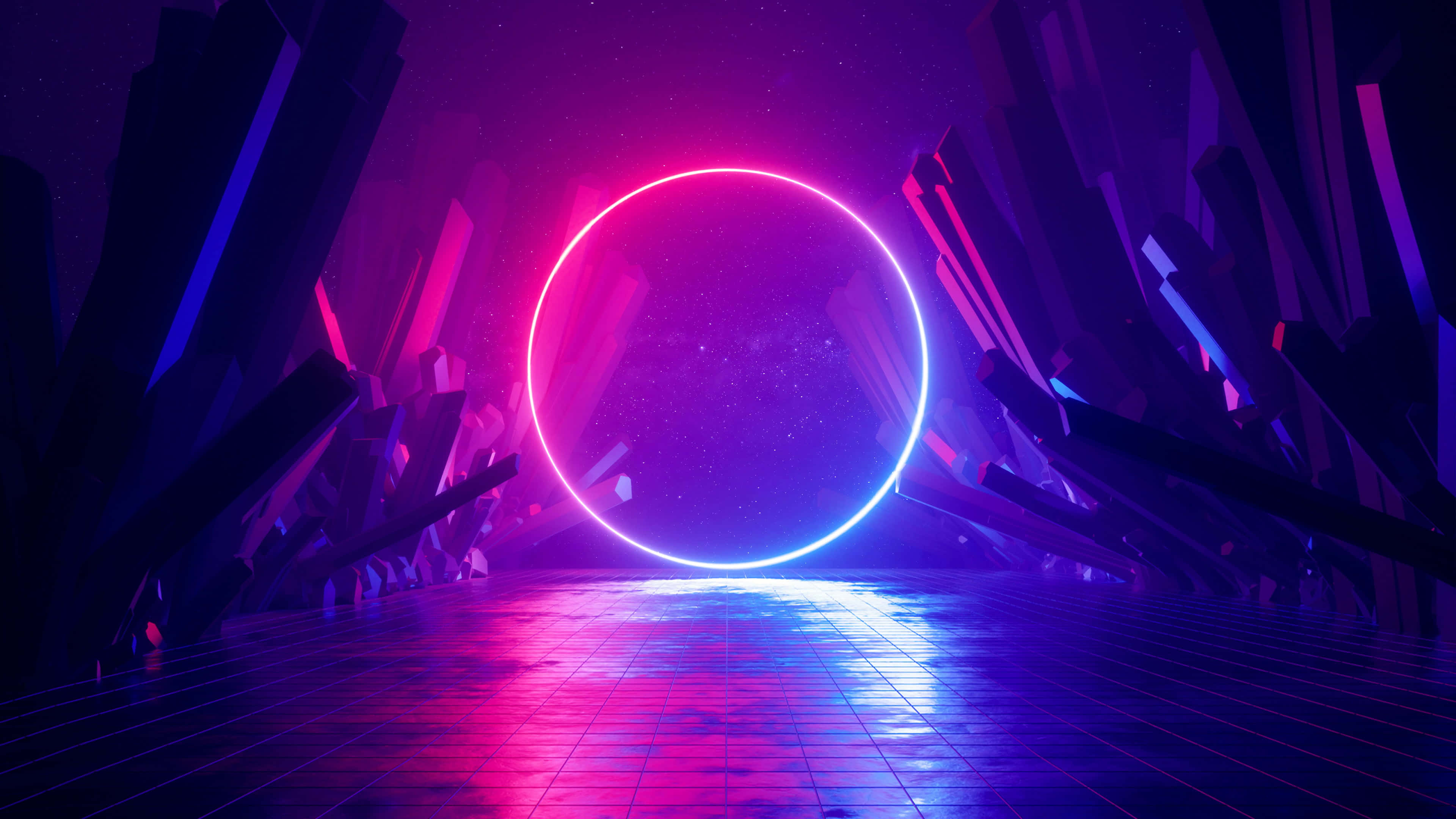 taa ya neon kwenye handaki la giza Picha ya Ukuta