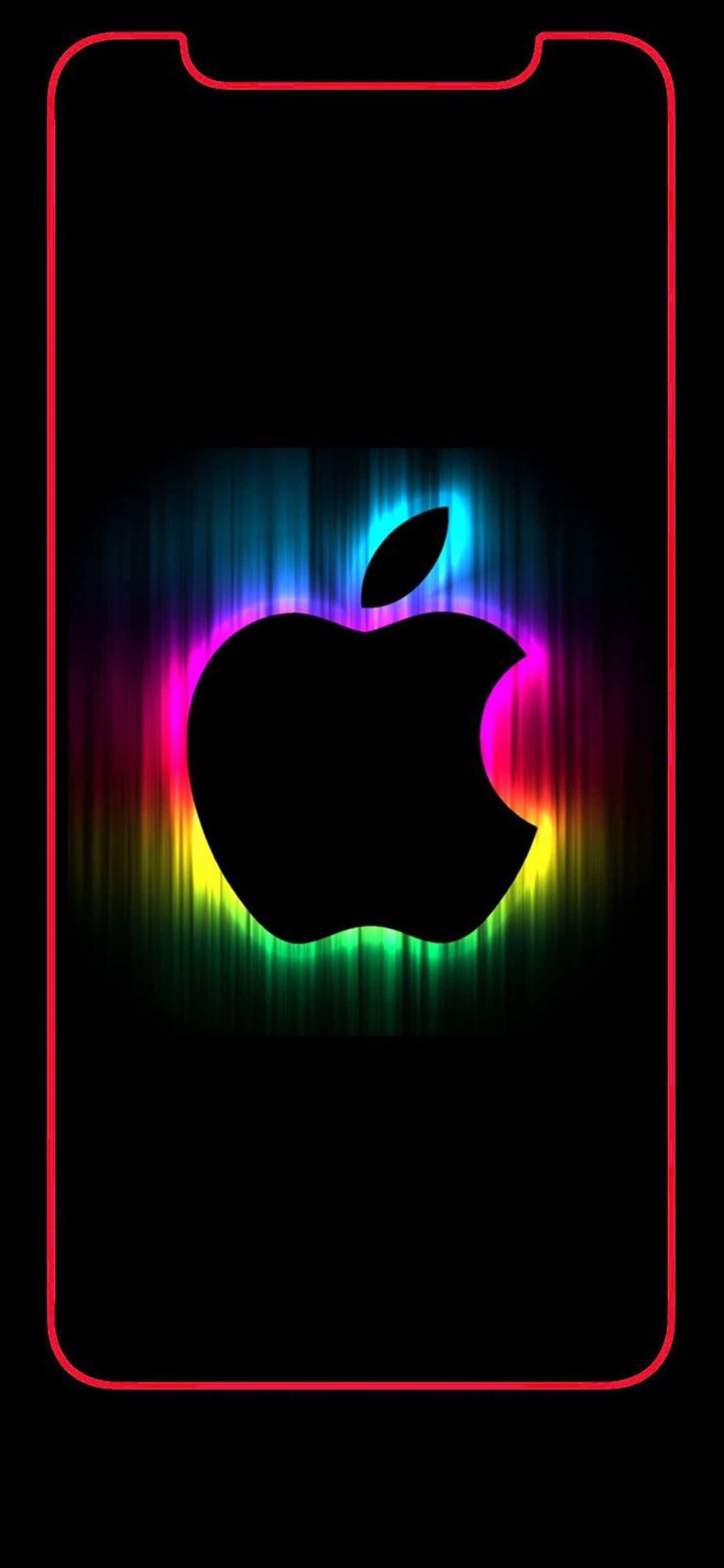 Taa ya Upinde wa Mvua ya Neon ya Apple HD iPhone Picha ya Ukuta