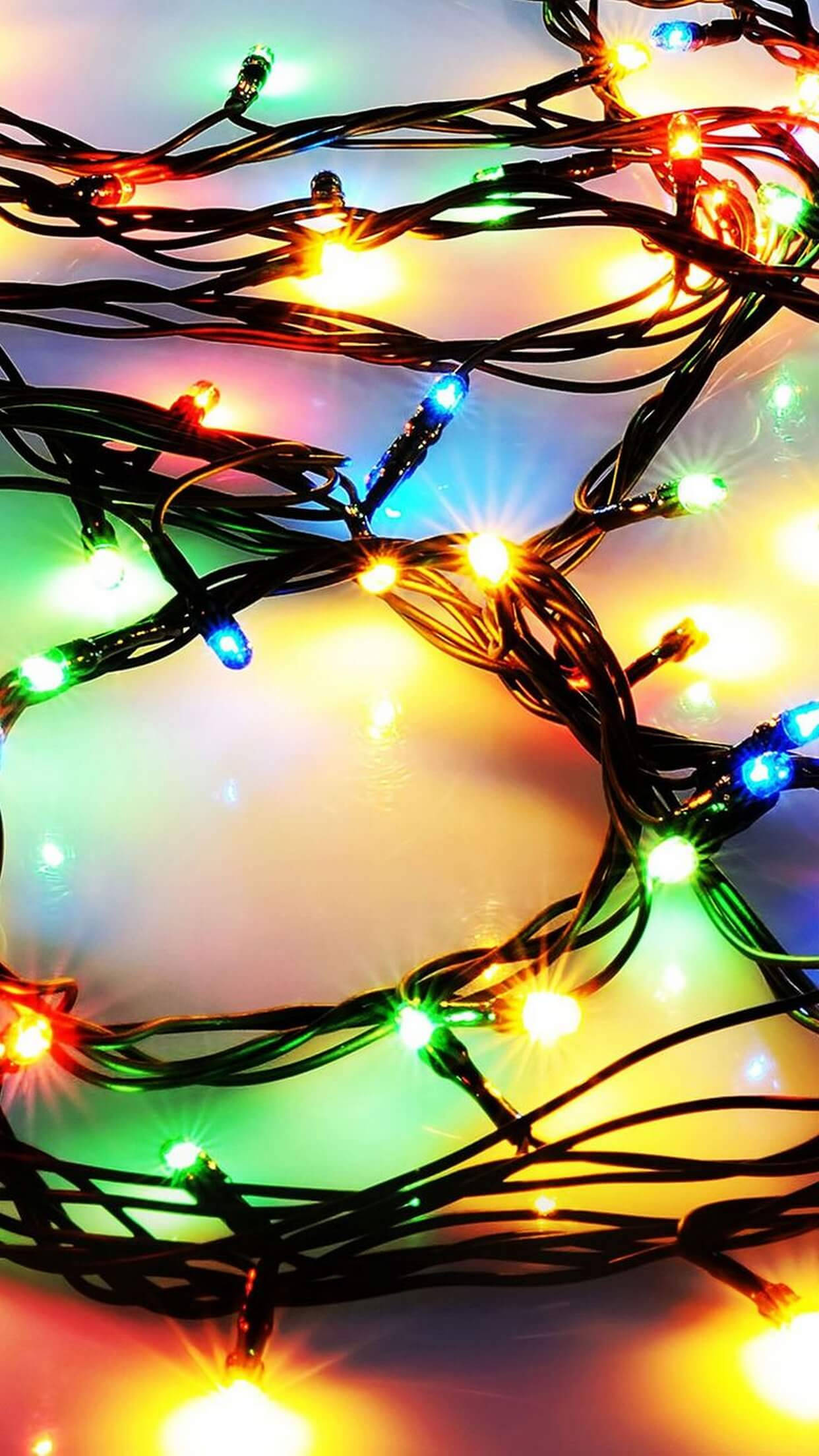 Taa za Krismasi za iPhone zenye Rangi Picha ya Ukuta