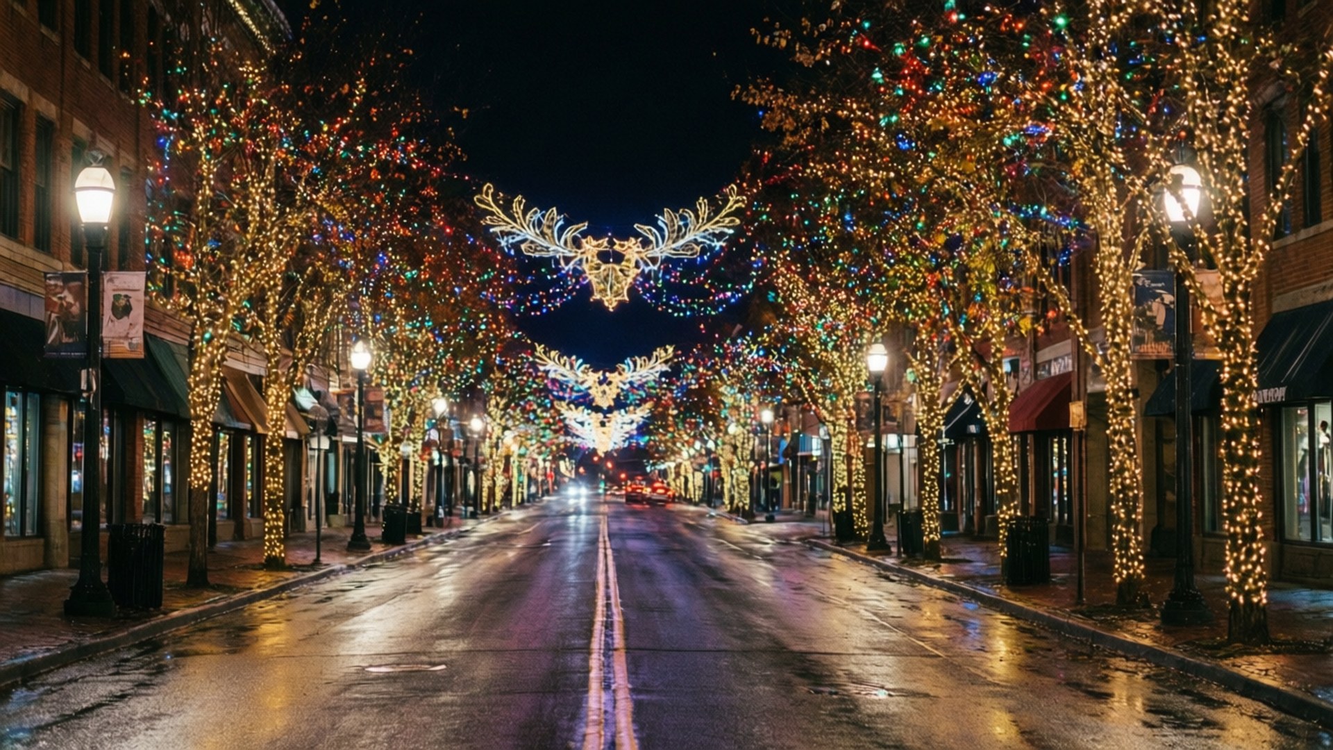 Taa za Krismasi za Jiji Picha ya Ukuta