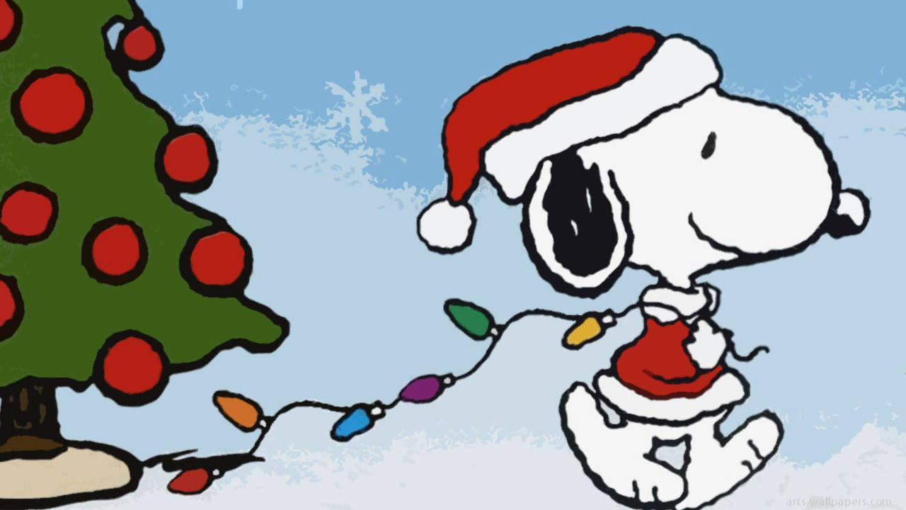 Taa za Krismasi za Snoopy Picha ya Ukuta