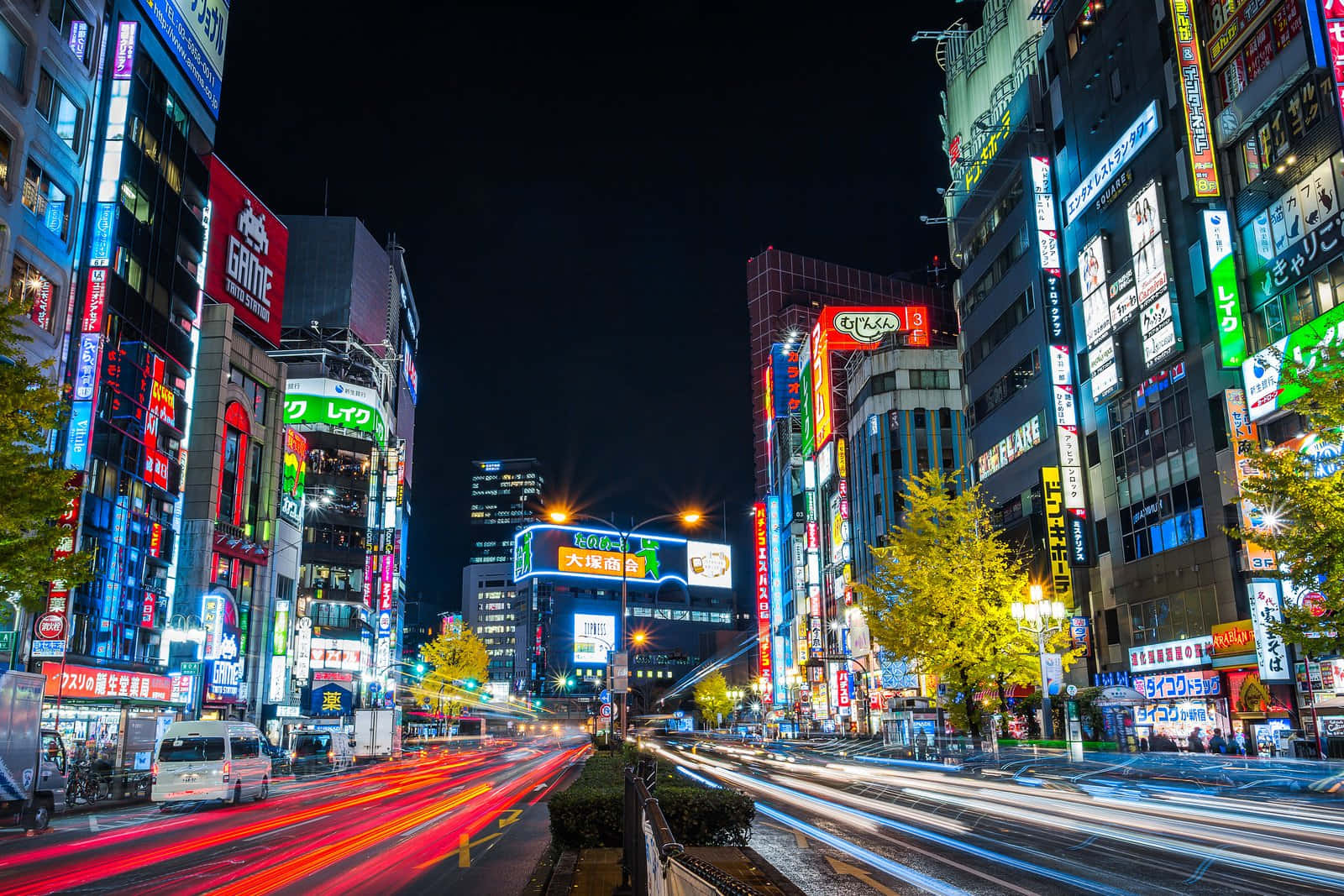 Taa za mji wa Tokyo zilizojaa uhai Picha ya Ukuta