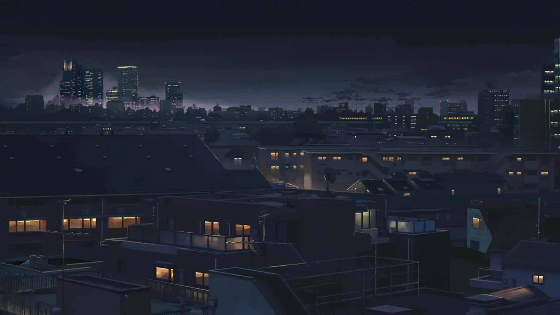 Taa za neon zinawasha mitaa yenye shughuli za Jiji la Anime Picha ya Ukuta