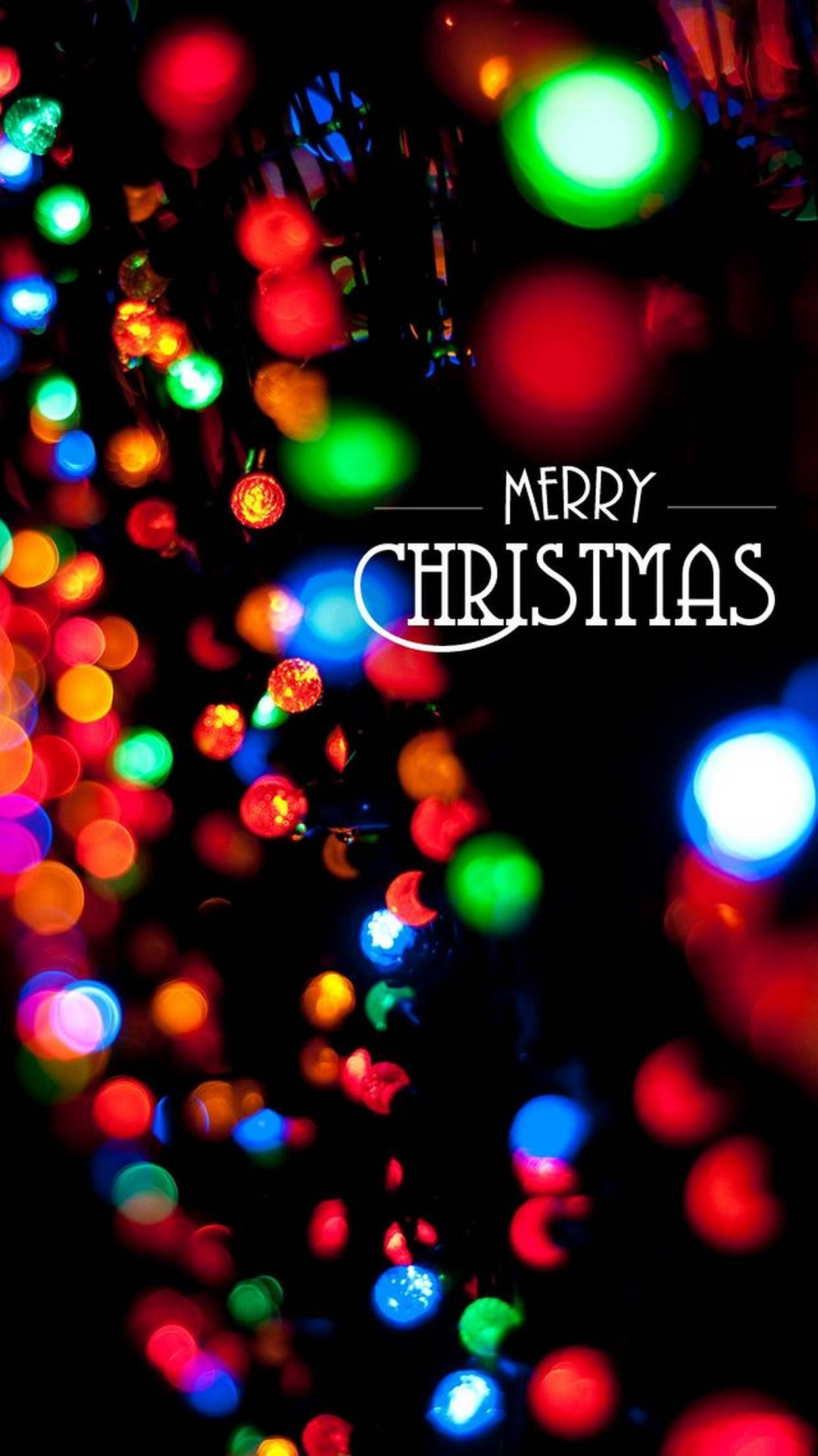 Taa za Rangi Merry Christmas iPhone Picha ya Ukuta