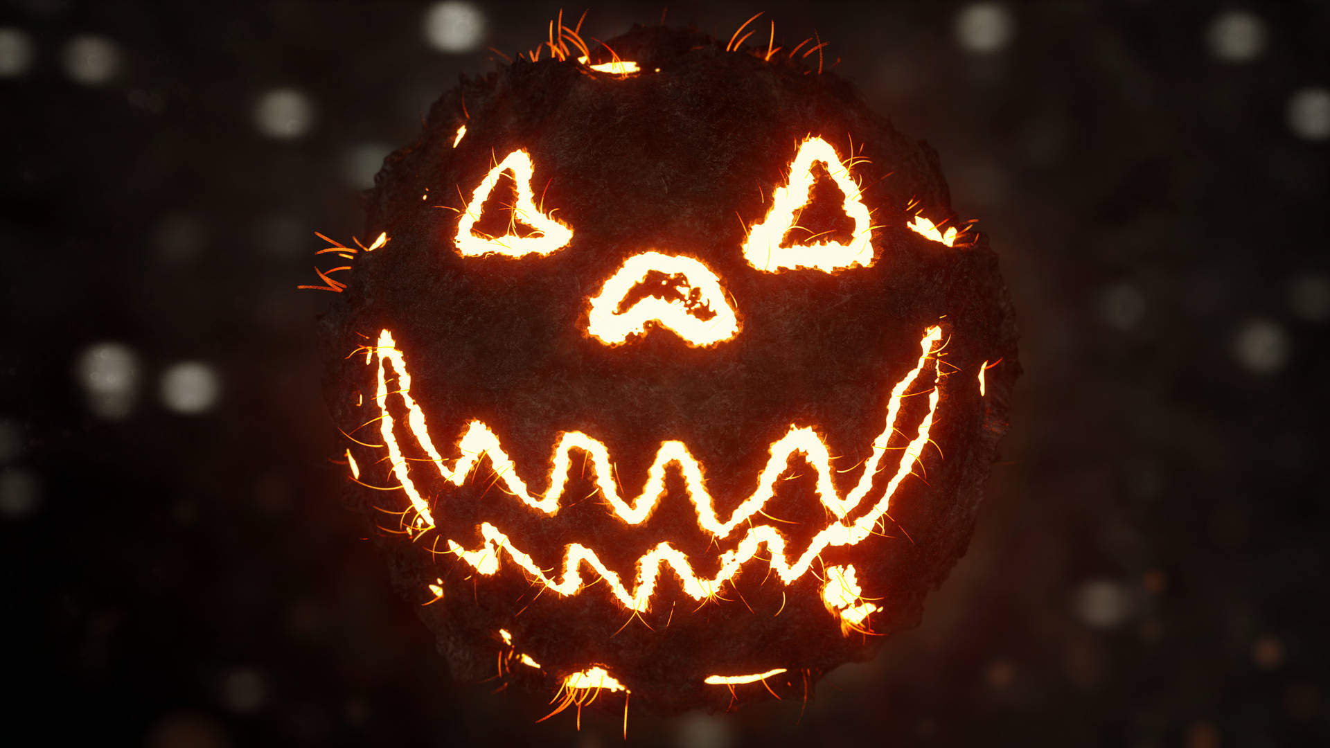 Tabasamu la Neon la Jack-o'-lantern Picha ya Ukuta